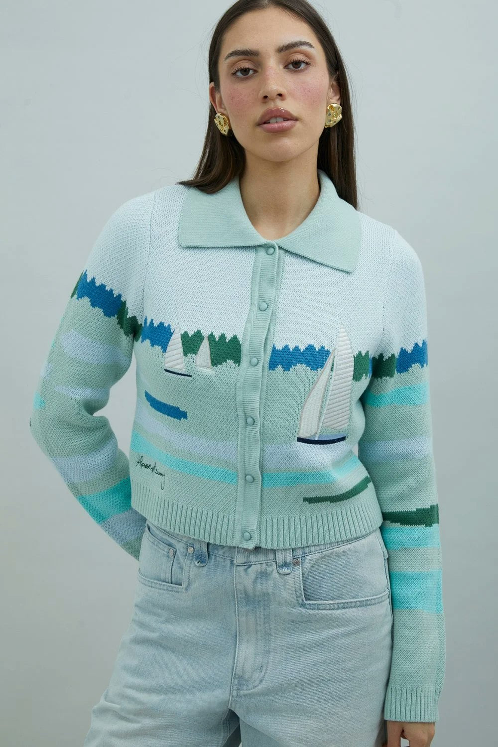 House of Sunny Sail Away Tripper Cardigan - Aqua