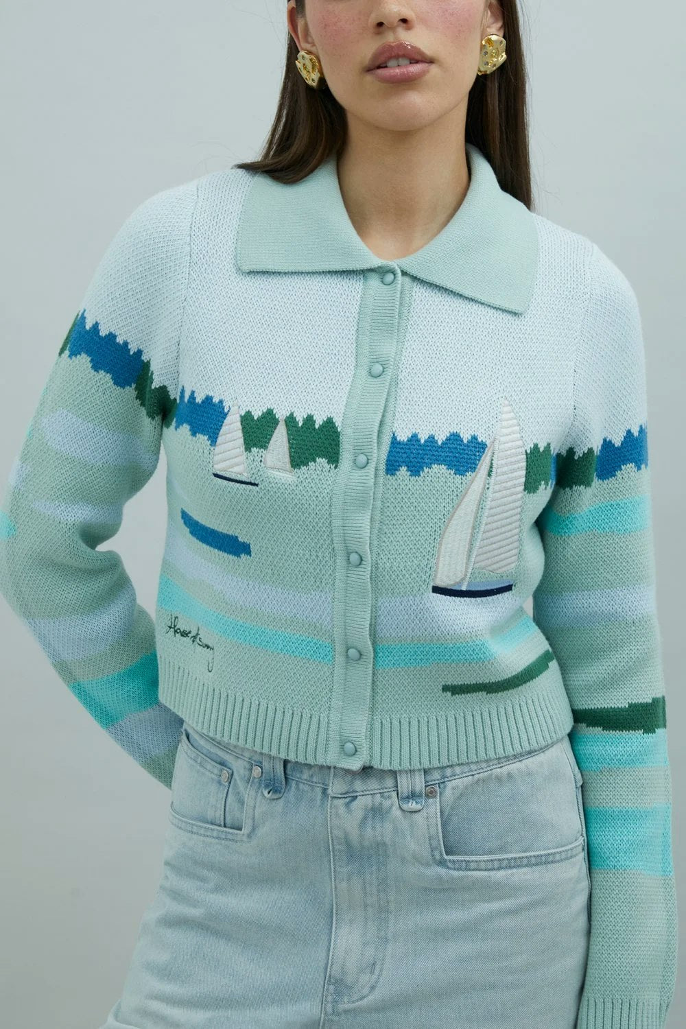 House of Sunny Sail Away Tripper Cardigan - Aqua