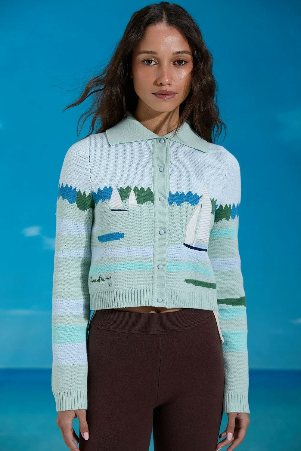 House of Sunny Sail Away Tripper Cardigan - Aqua