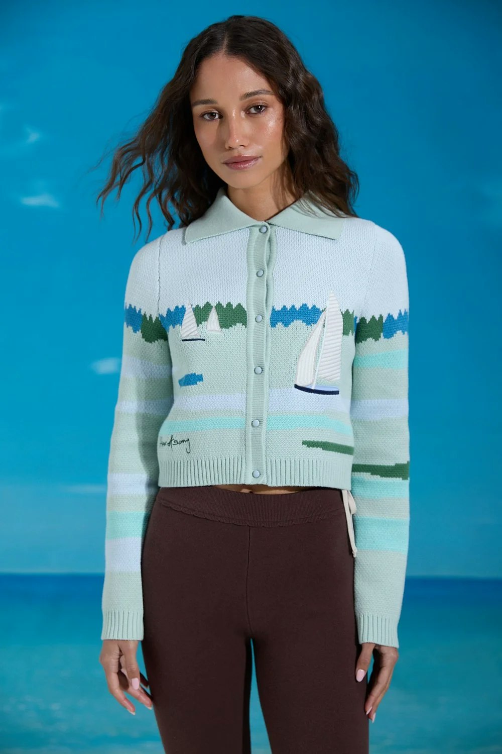 House of Sunny Sail Away Tripper Cardigan - Aqua