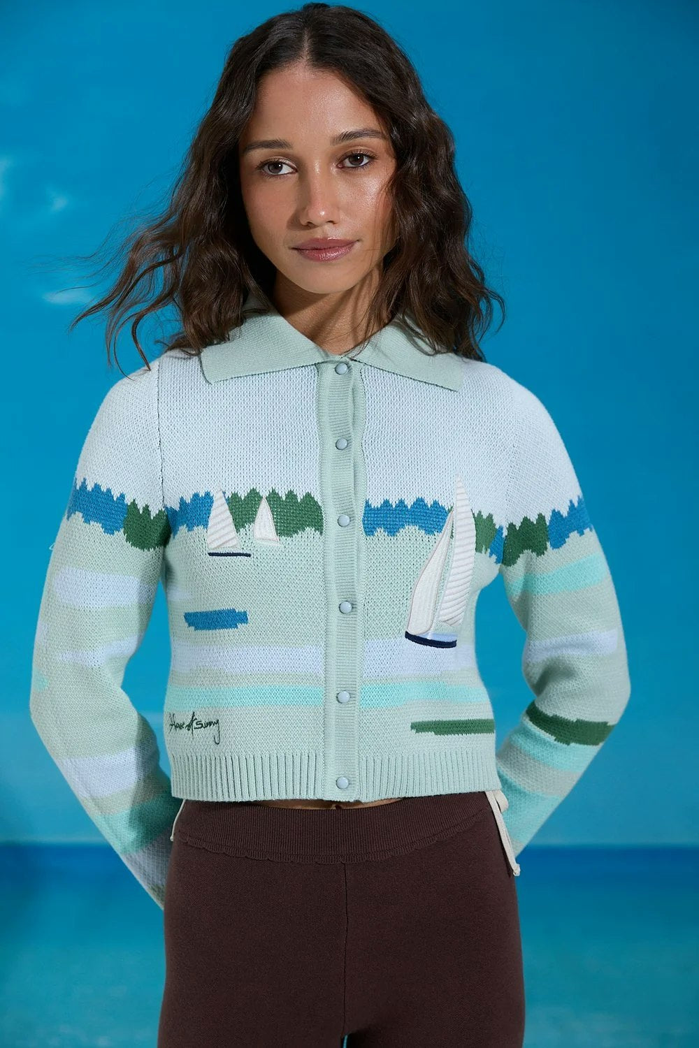 House of Sunny Sail Away Tripper Cardigan - Aqua