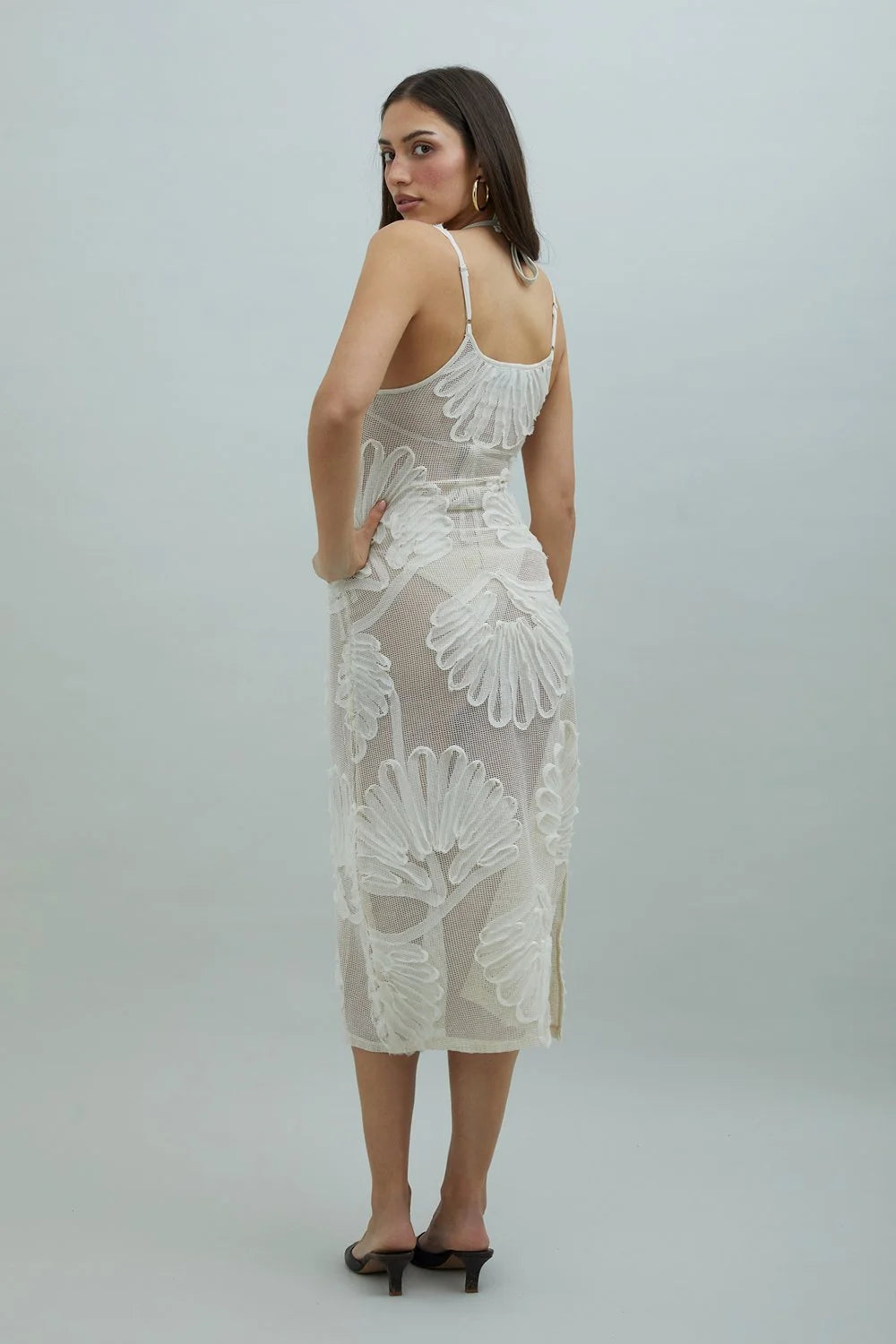 House of Sunny Seashells Appliqué Dress - Ivory
