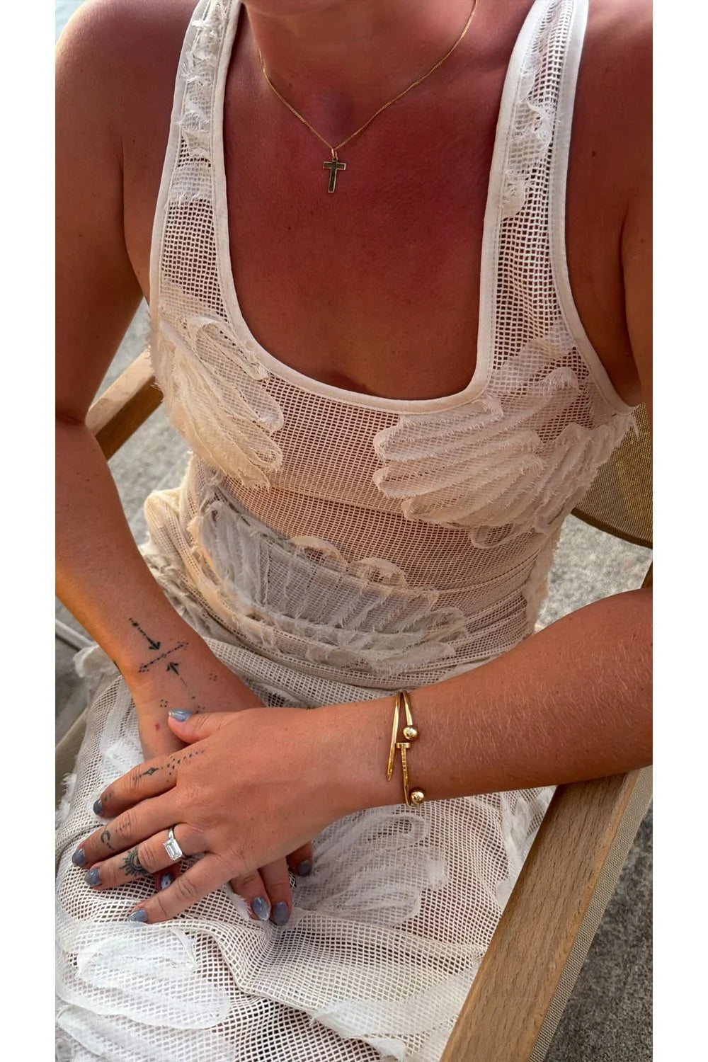 House of Sunny Seashells Appliqué Dress - Ivory