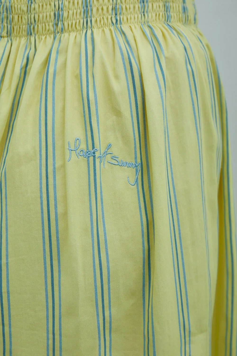 House of Sunny Striped Ruched Mesh Dress - Butter