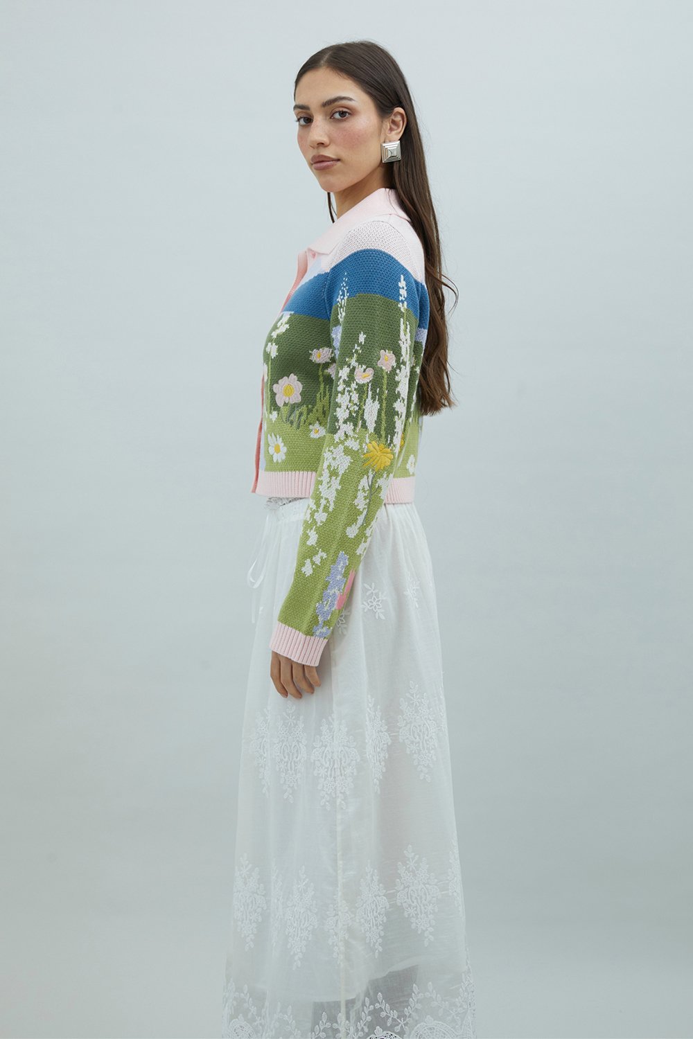 House of Sunny Sunset Blooms Tripper Cardigan - Blush