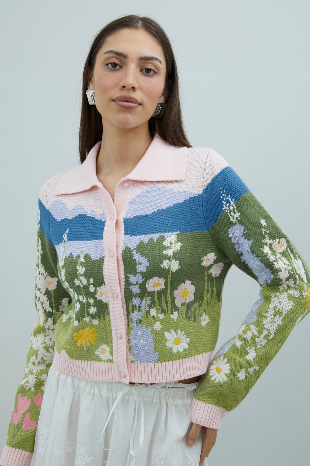 House of Sunny Sunset Blooms Tripper Cardigan - Blush