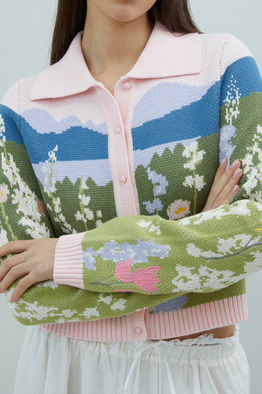 House of Sunny Sunset Blooms Tripper Cardigan - Blush