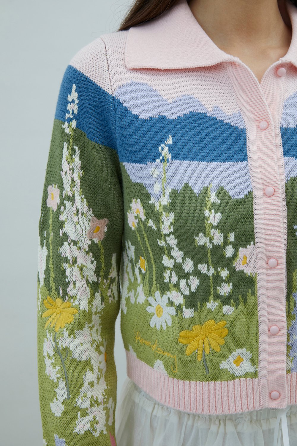 House of Sunny Sunset Blooms Tripper Cardigan - Blush