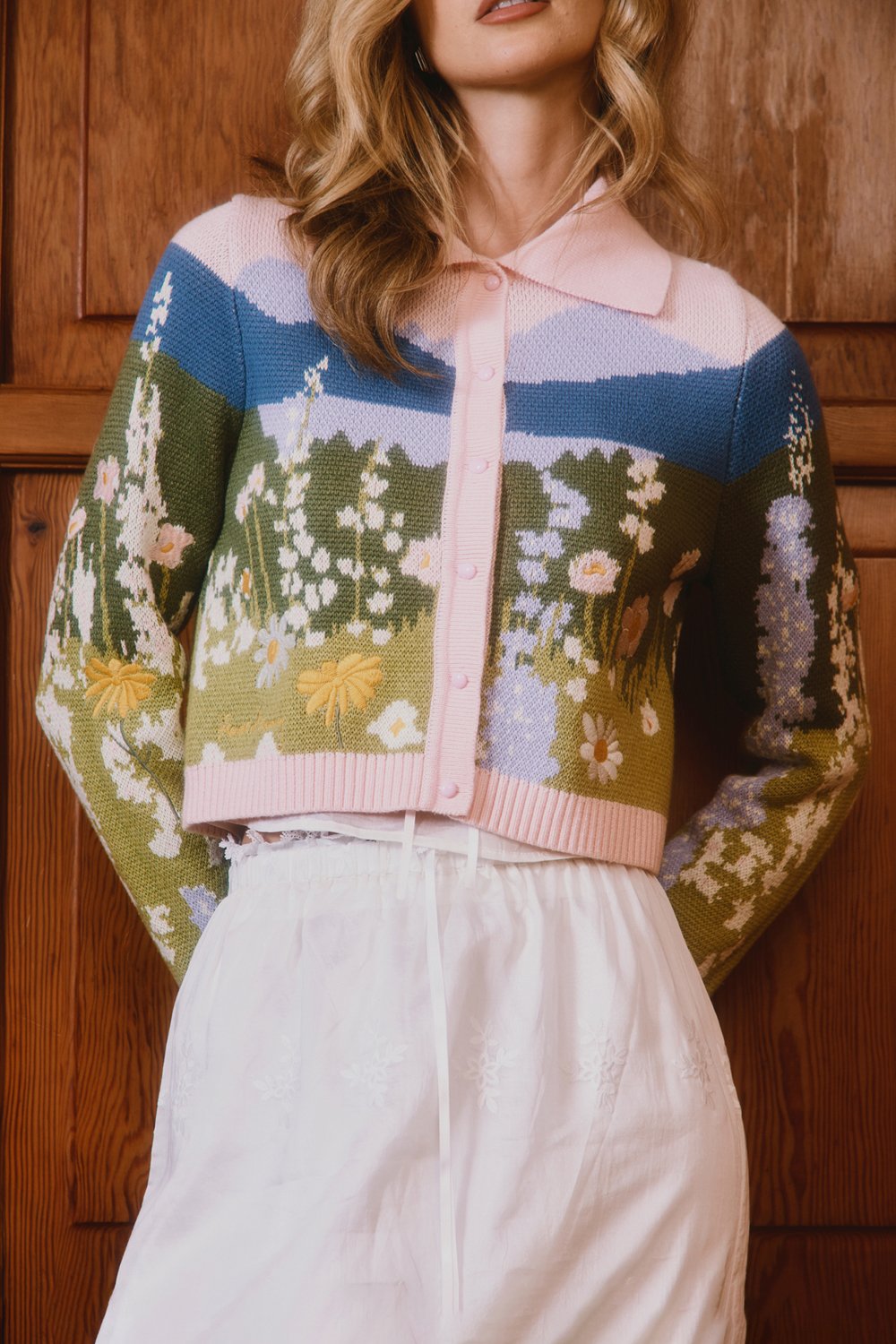 House of Sunny Sunset Blooms Tripper Cardigan - Blush