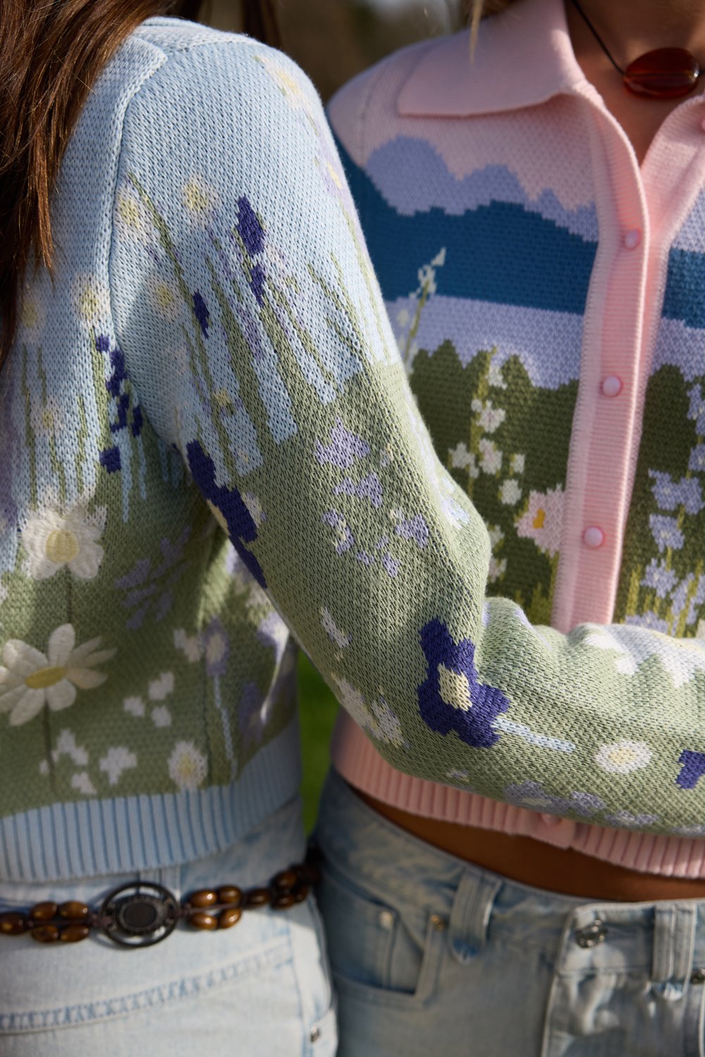 House of Sunny Sunset Blooms Tripper Cardigan - Blush