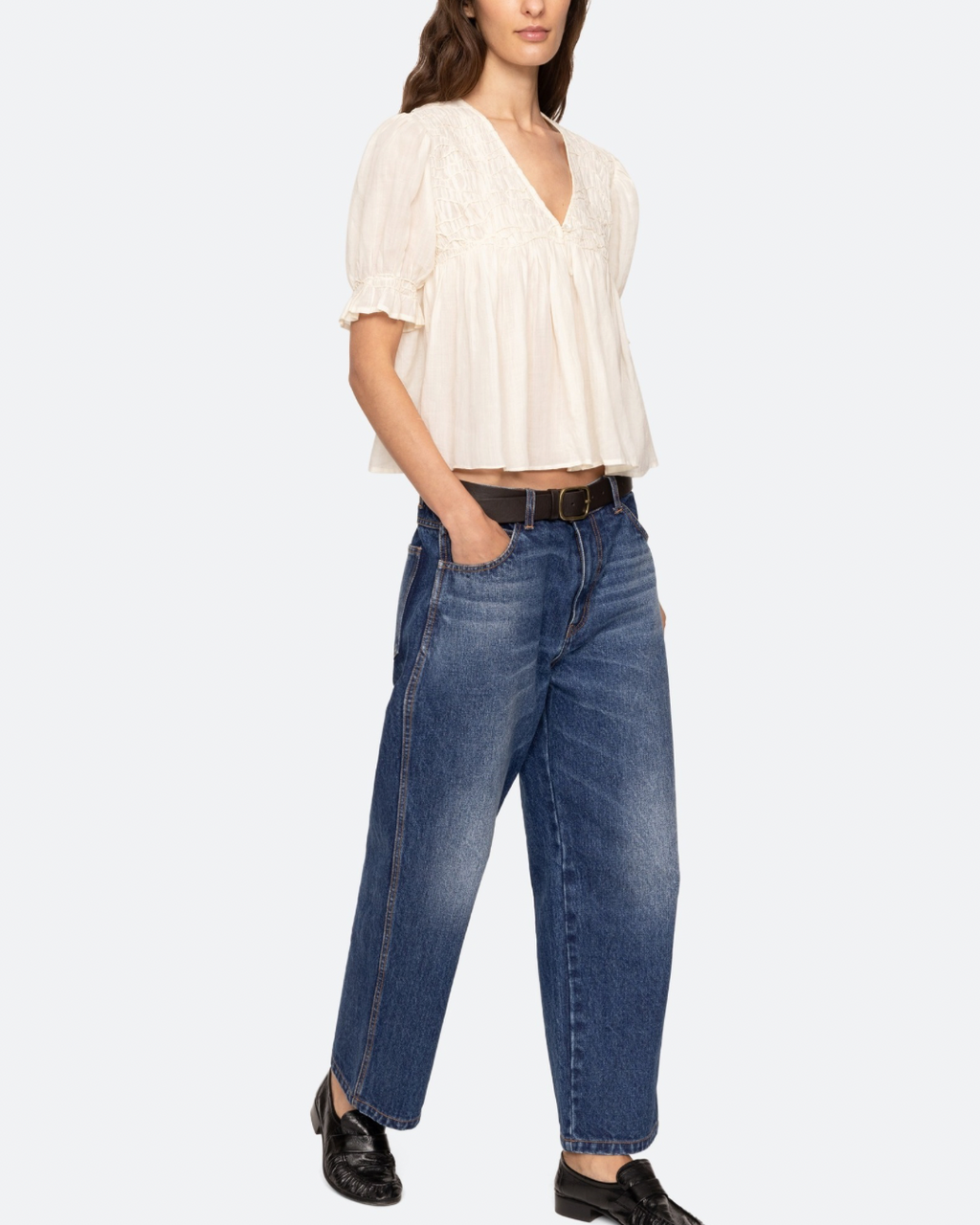 Sea NY Imogen Solid Short Sleeve Top - Cream