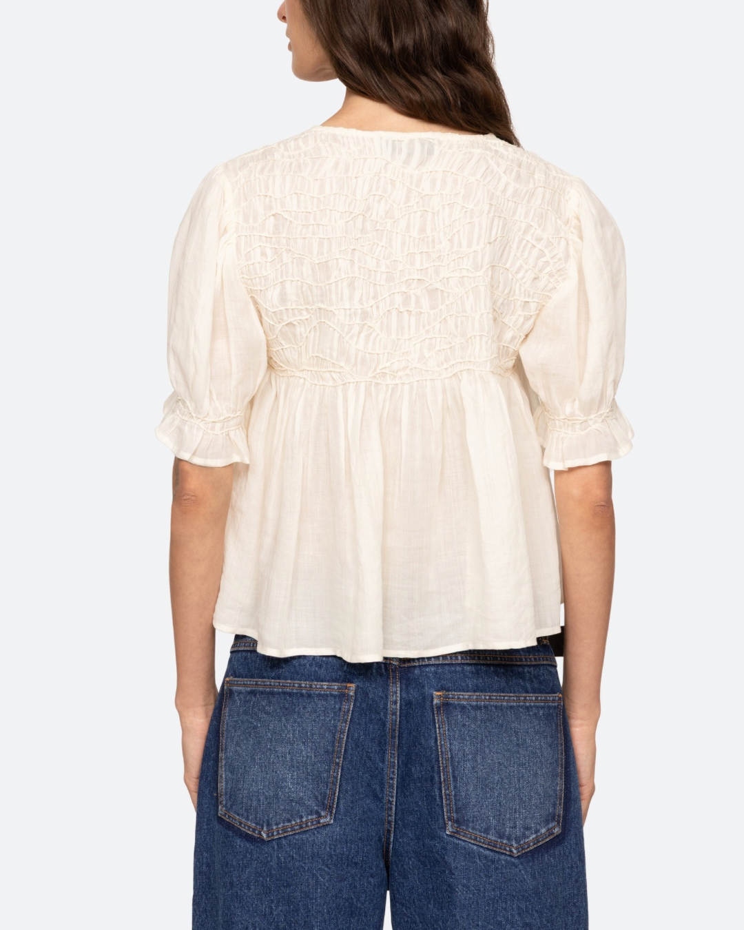 Sea NY Imogen Solid Short Sleeve Top - Cream
