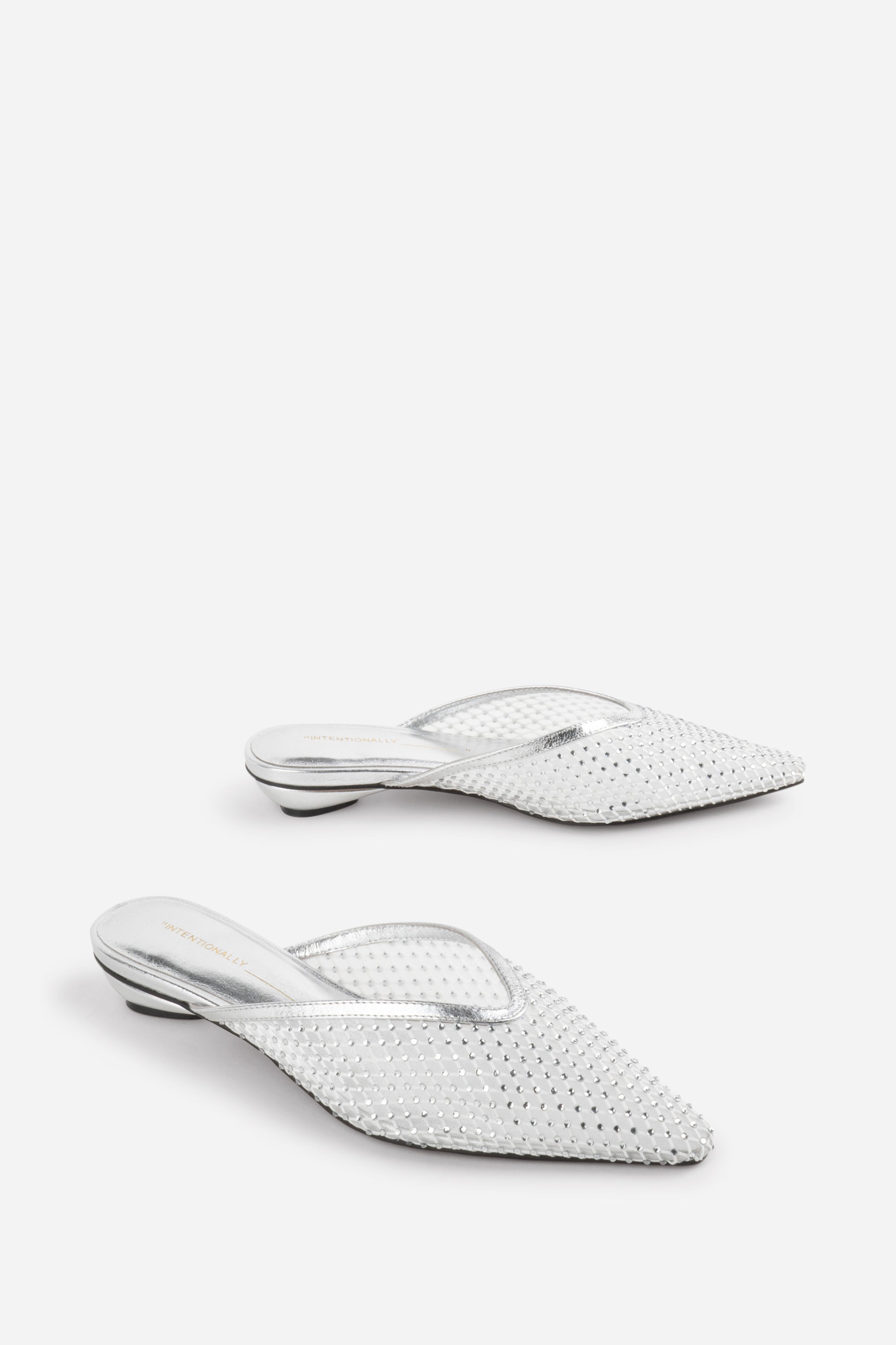 "INTENTIONALLY __________." Bibi Rhinestone Mesh Mule