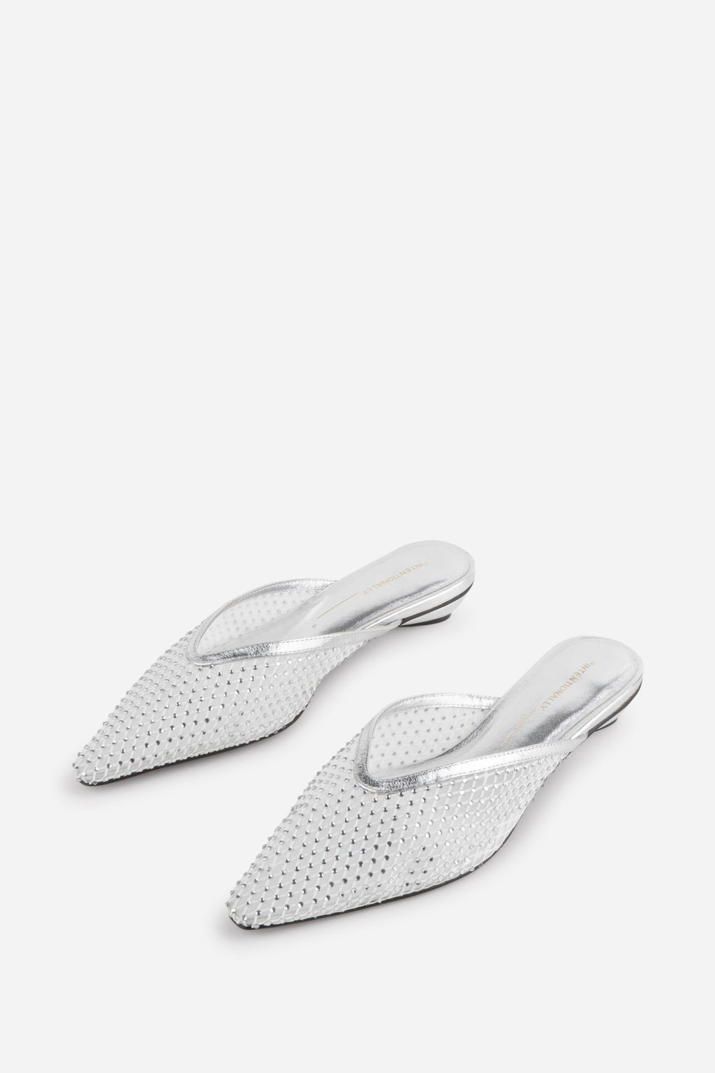 "INTENTIONALLY __________." Bibi Rhinestone Mesh Mule