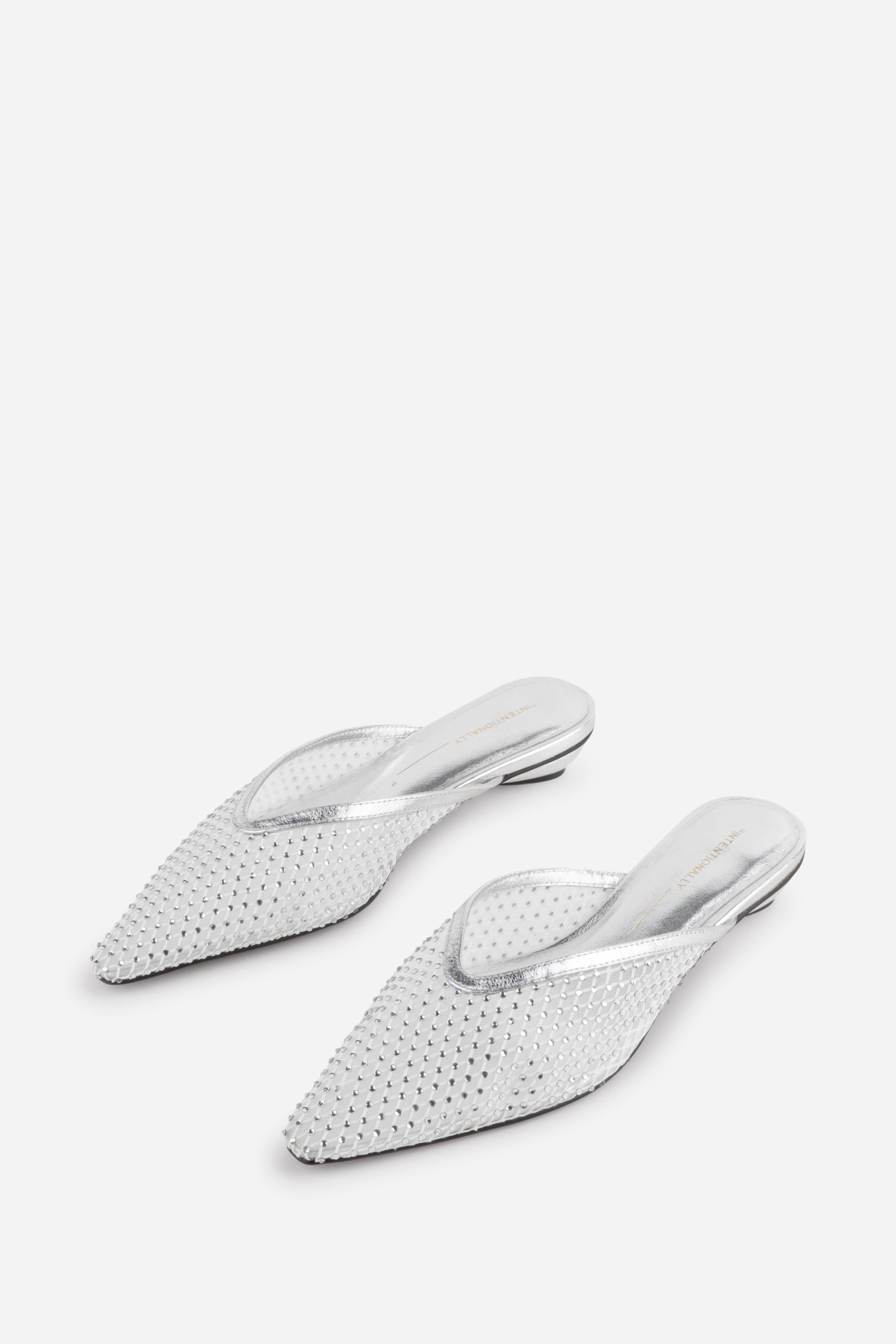 "INTENTIONALLY __________." Bibi Rhinestone Mesh Mule