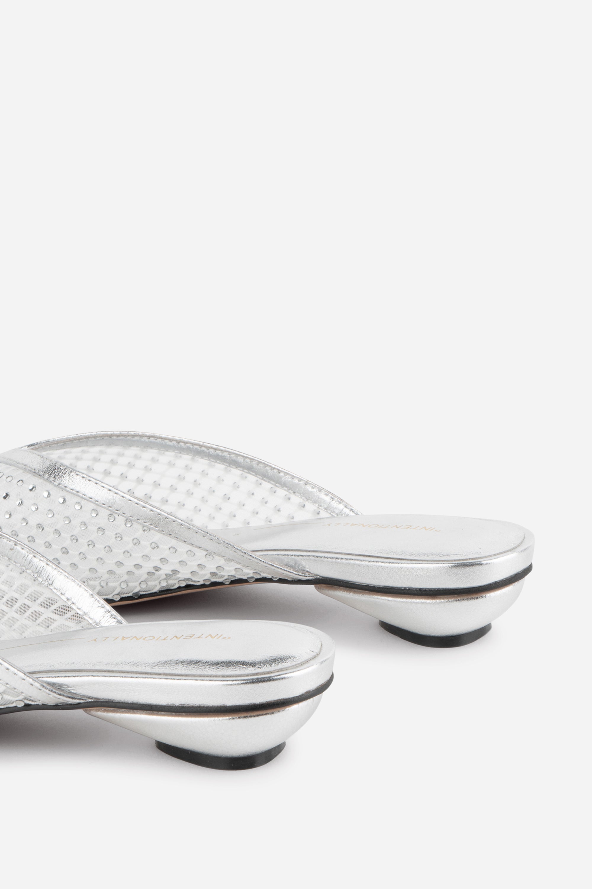 "INTENTIONALLY __________." Bibi Rhinestone Mesh Mule