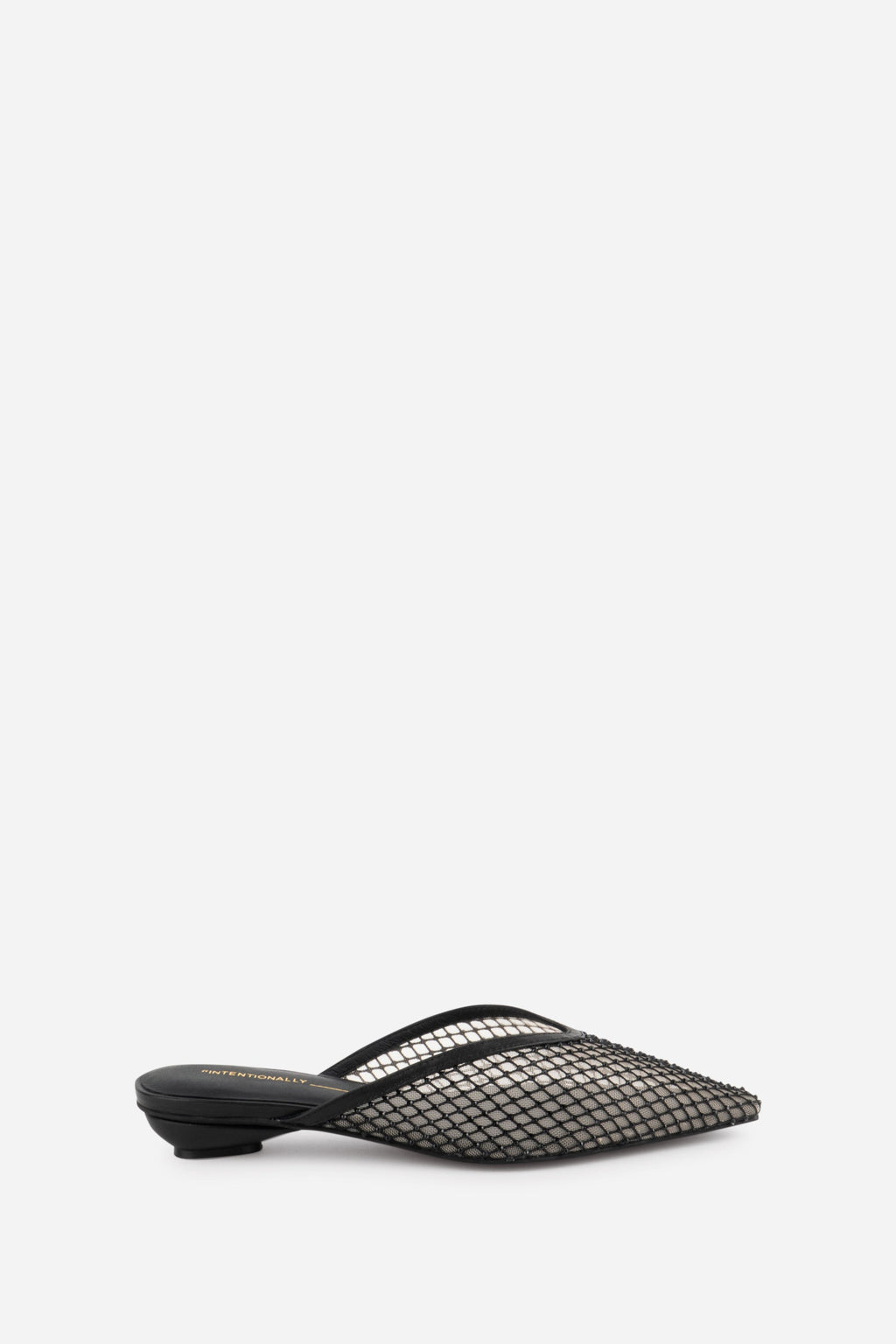 "INTENTIONALLY __________." Bibi Rhinestone Mesh Mule