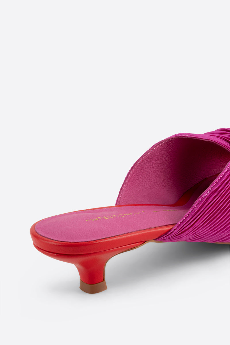 "INTENTIONALLY __________." CURFEW KITTEN HEEL - Black/Flamingo/Grass