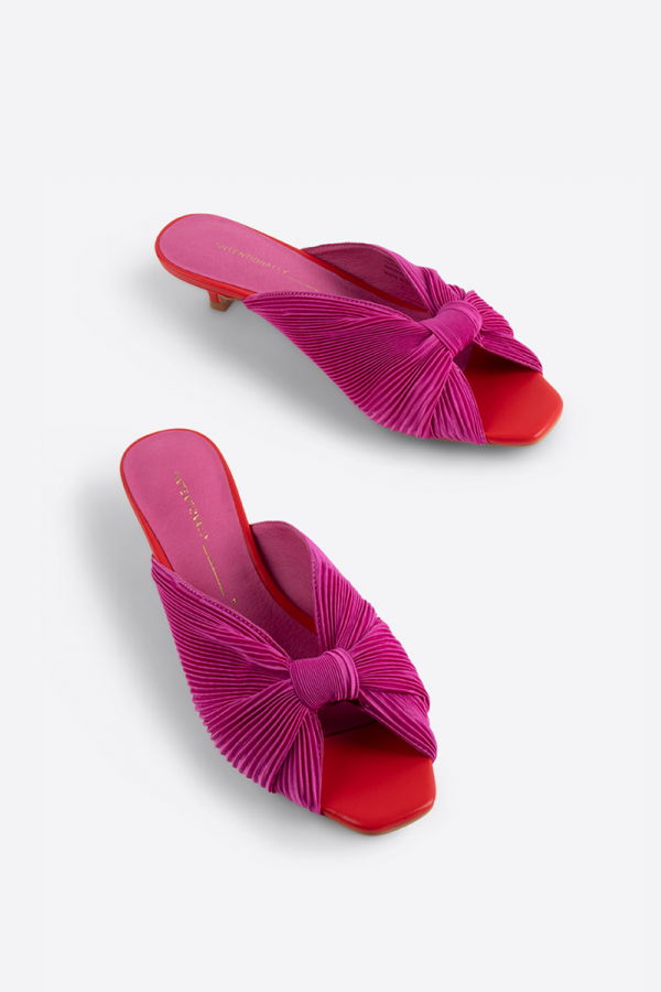 "INTENTIONALLY __________." CURFEW KITTEN HEEL - Black/Flamingo/Grass