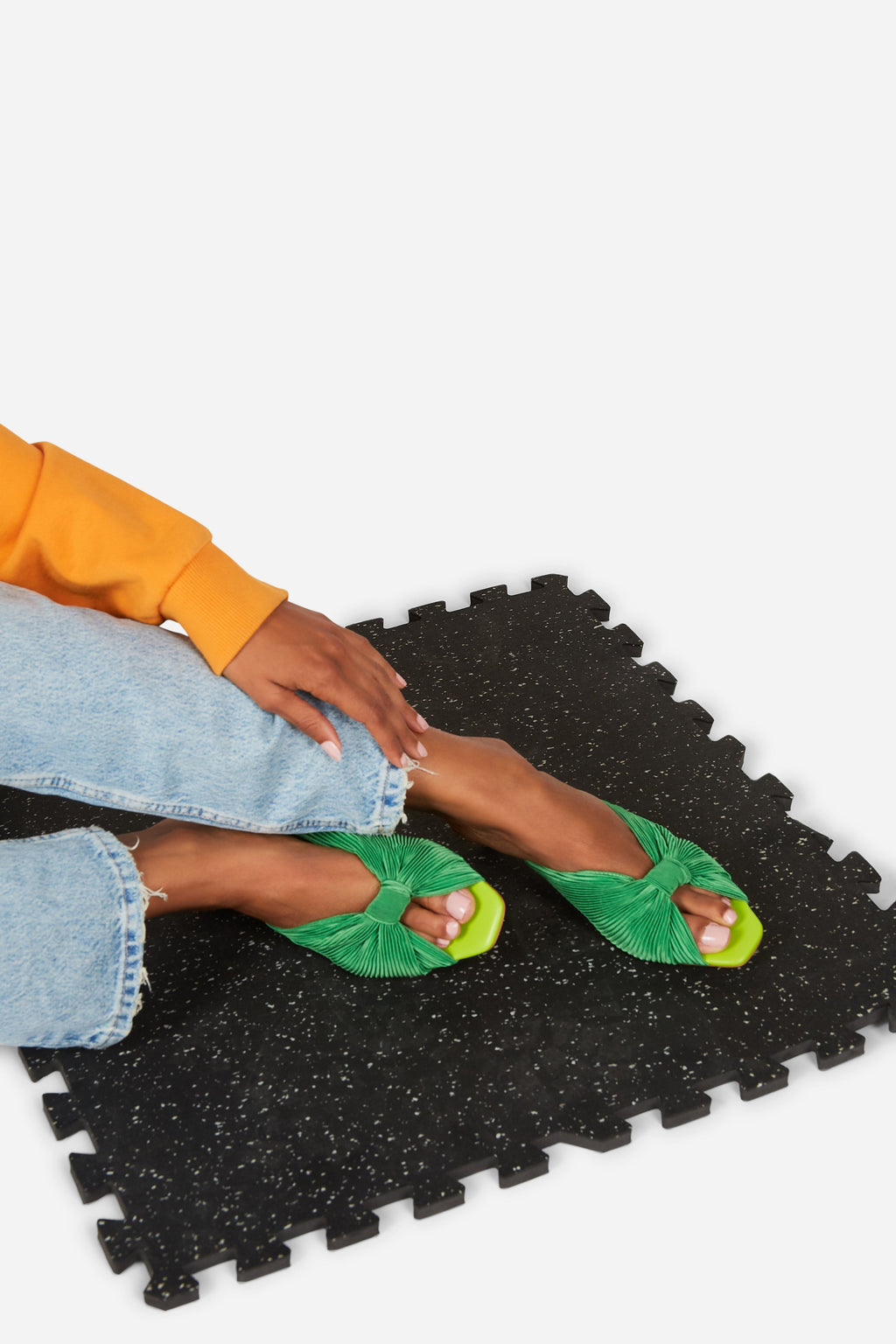 "INTENTIONALLY __________." CURFEW KITTEN HEEL - Black/Flamingo/Grass