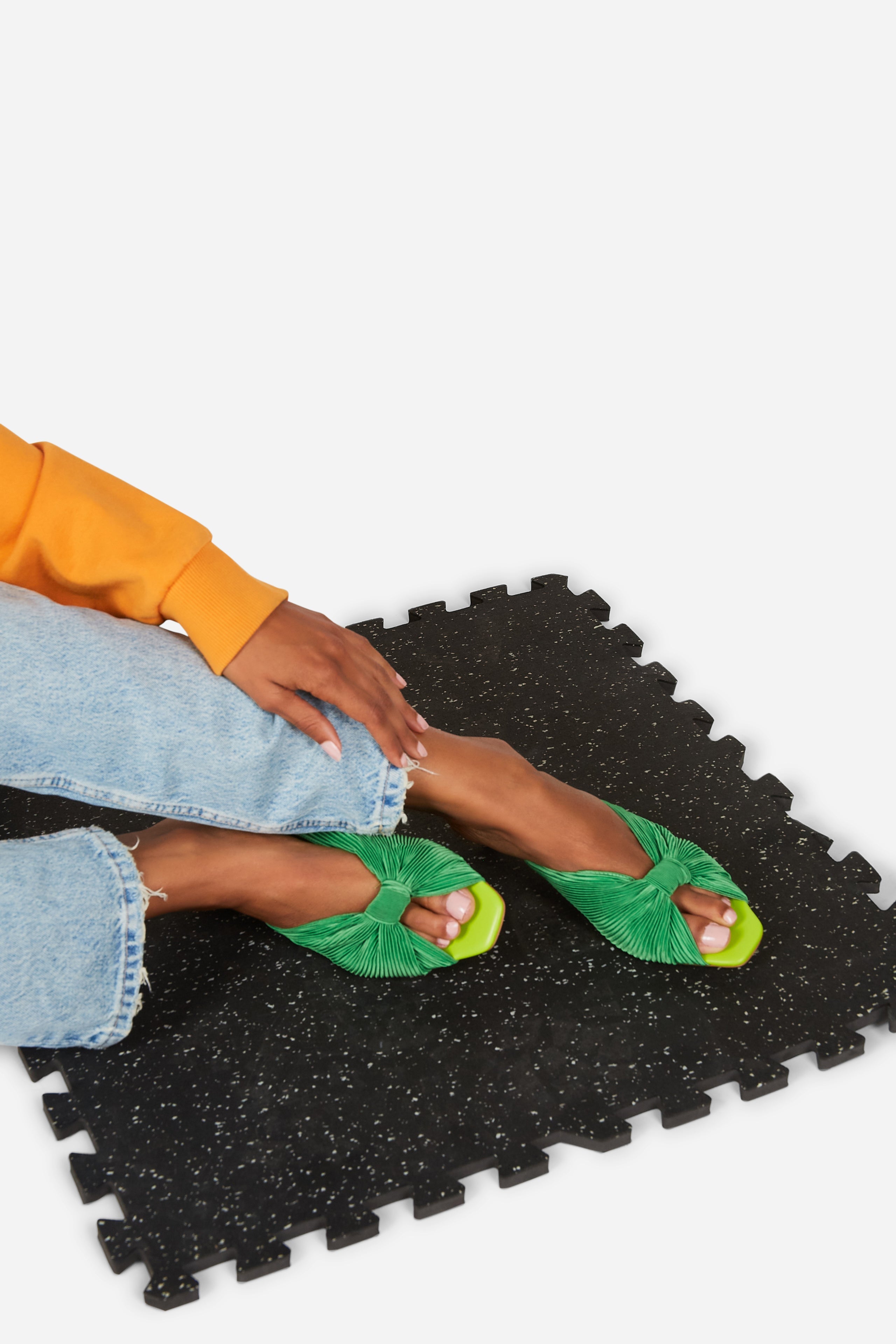 "INTENTIONALLY __________." CURFEW KITTEN HEEL - Black/Flamingo/Grass