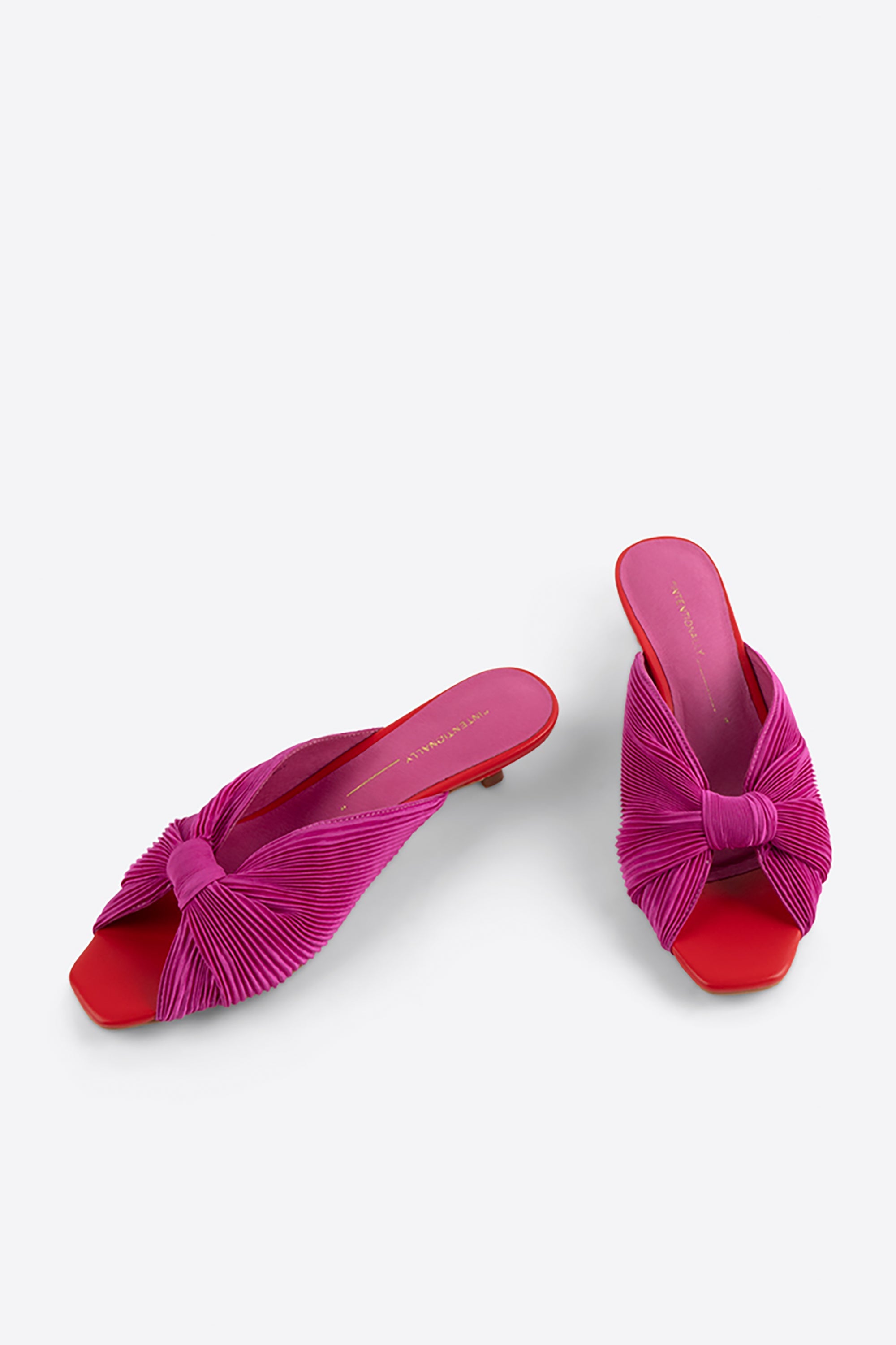"INTENTIONALLY __________." CURFEW KITTEN HEEL - Black/Flamingo/Grass