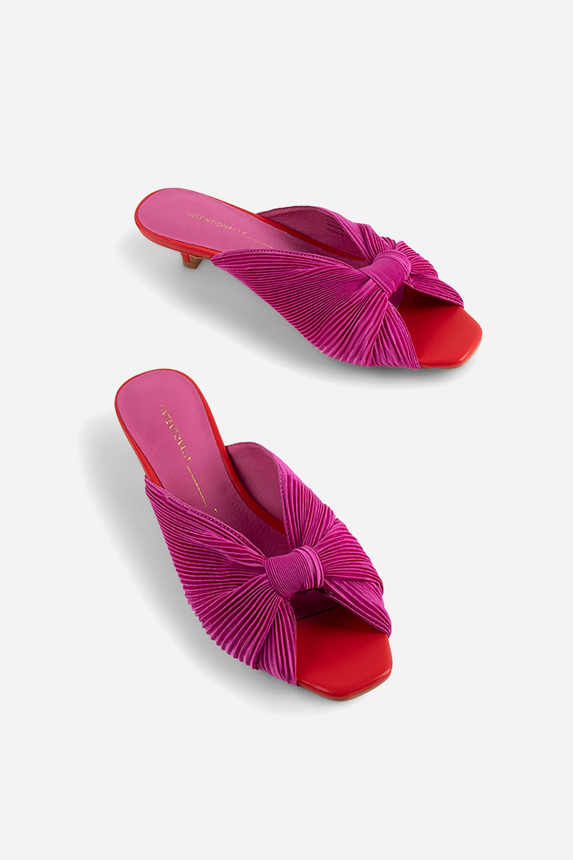 "INTENTIONALLY __________." CURFEW KITTEN HEEL - Black/Flamingo/Grass