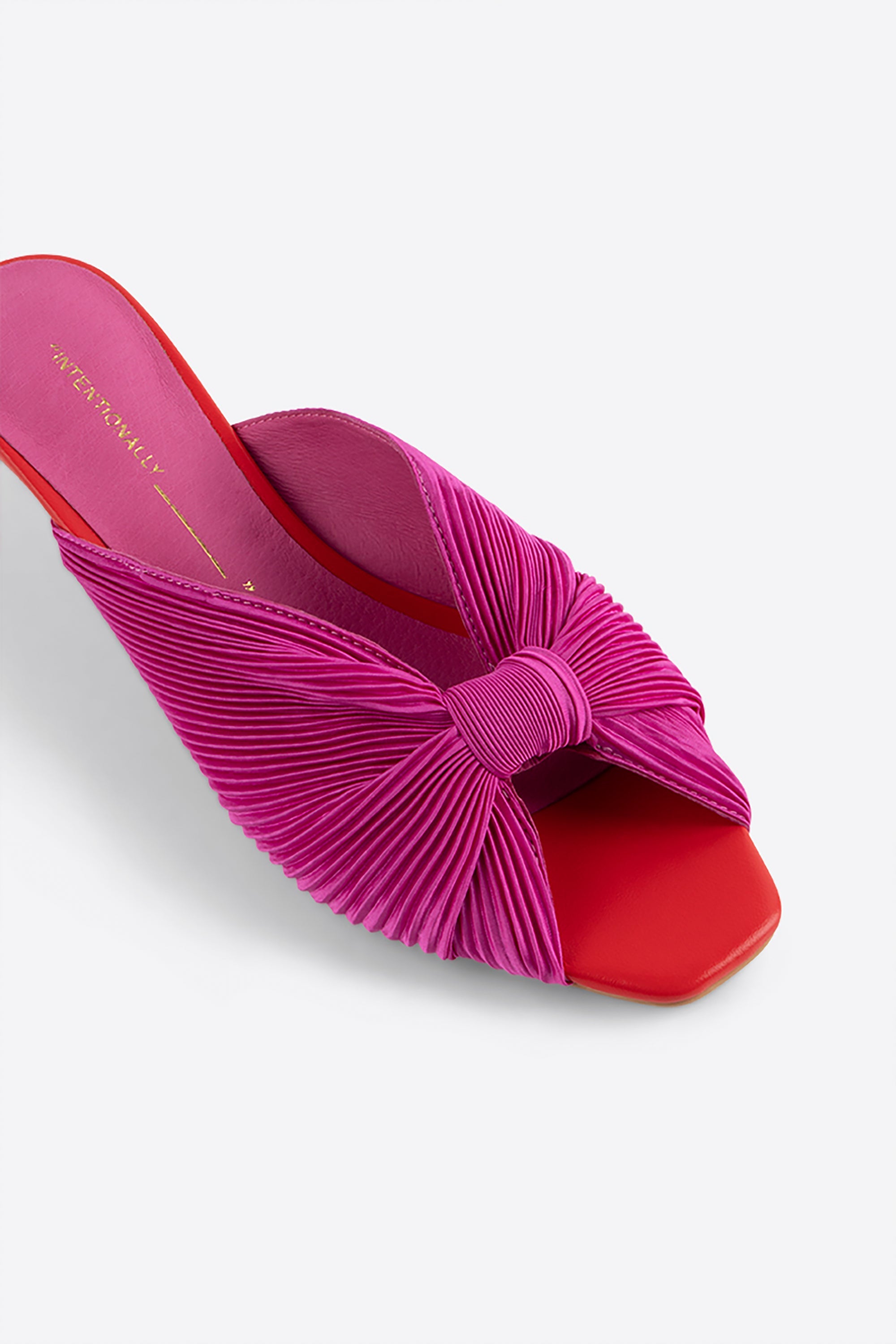 "INTENTIONALLY __________." CURFEW KITTEN HEEL - Black/Flamingo/Grass