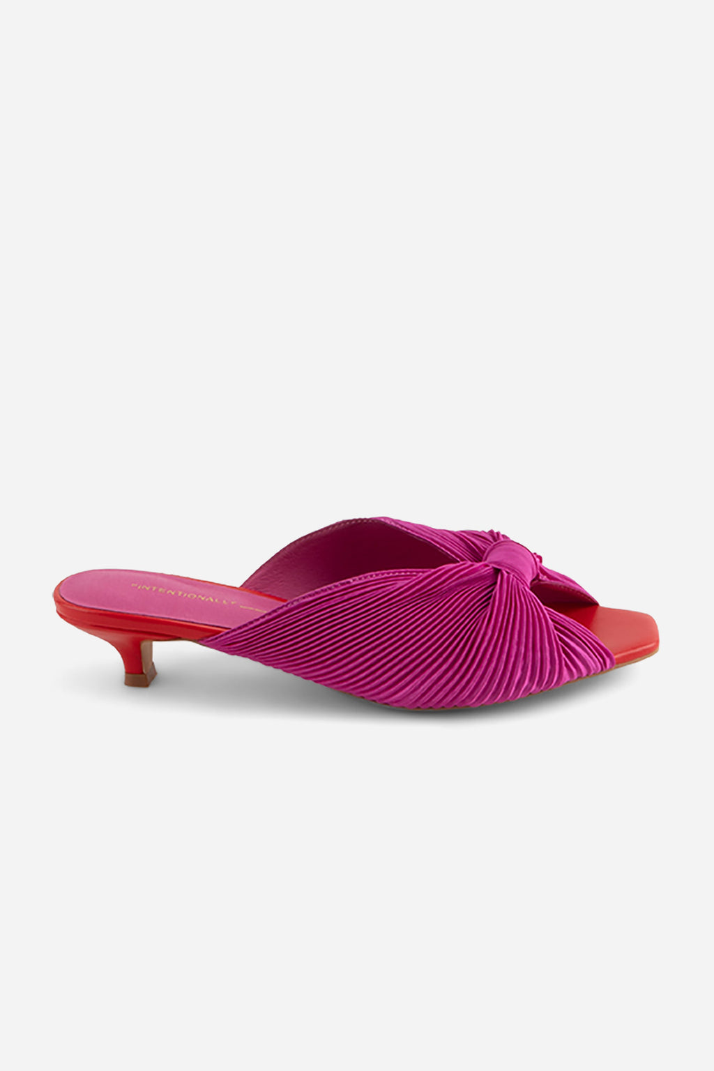 "INTENTIONALLY __________." CURFEW KITTEN HEEL - Black/Flamingo/Grass