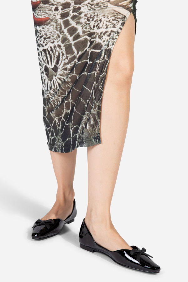 "INTENTIONALLY __________." Cecilia Patent Ballet Flat - Black