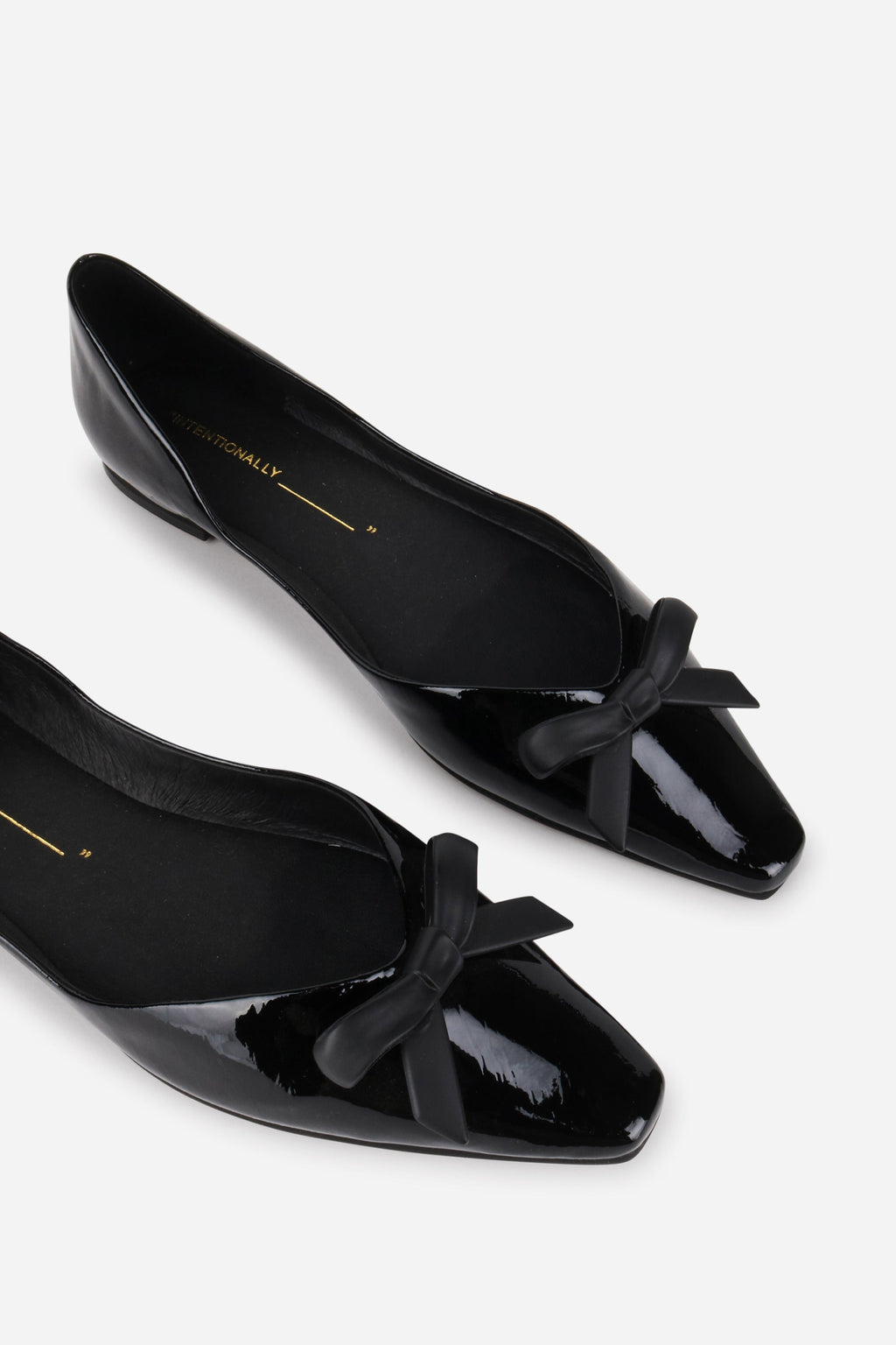 "INTENTIONALLY __________." Cecilia Patent Ballet Flat - Black