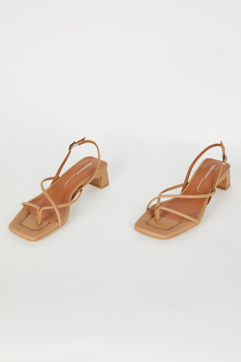 "INTENTIONALLY __________." Fifi Heeled Sandal - Black/Camel/Ice/Neon Citrus