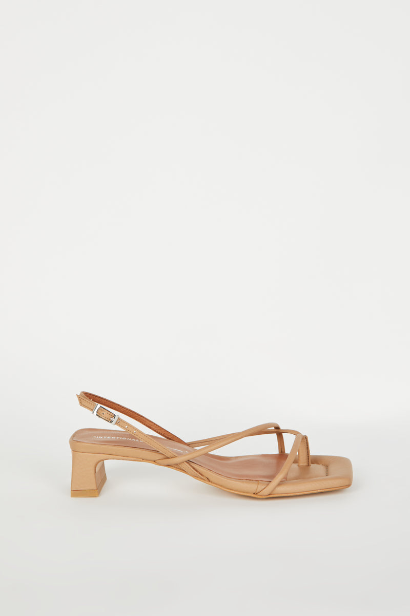 "INTENTIONALLY __________." Fifi Heeled Sandal - Black/Camel/Ice/Neon Citrus