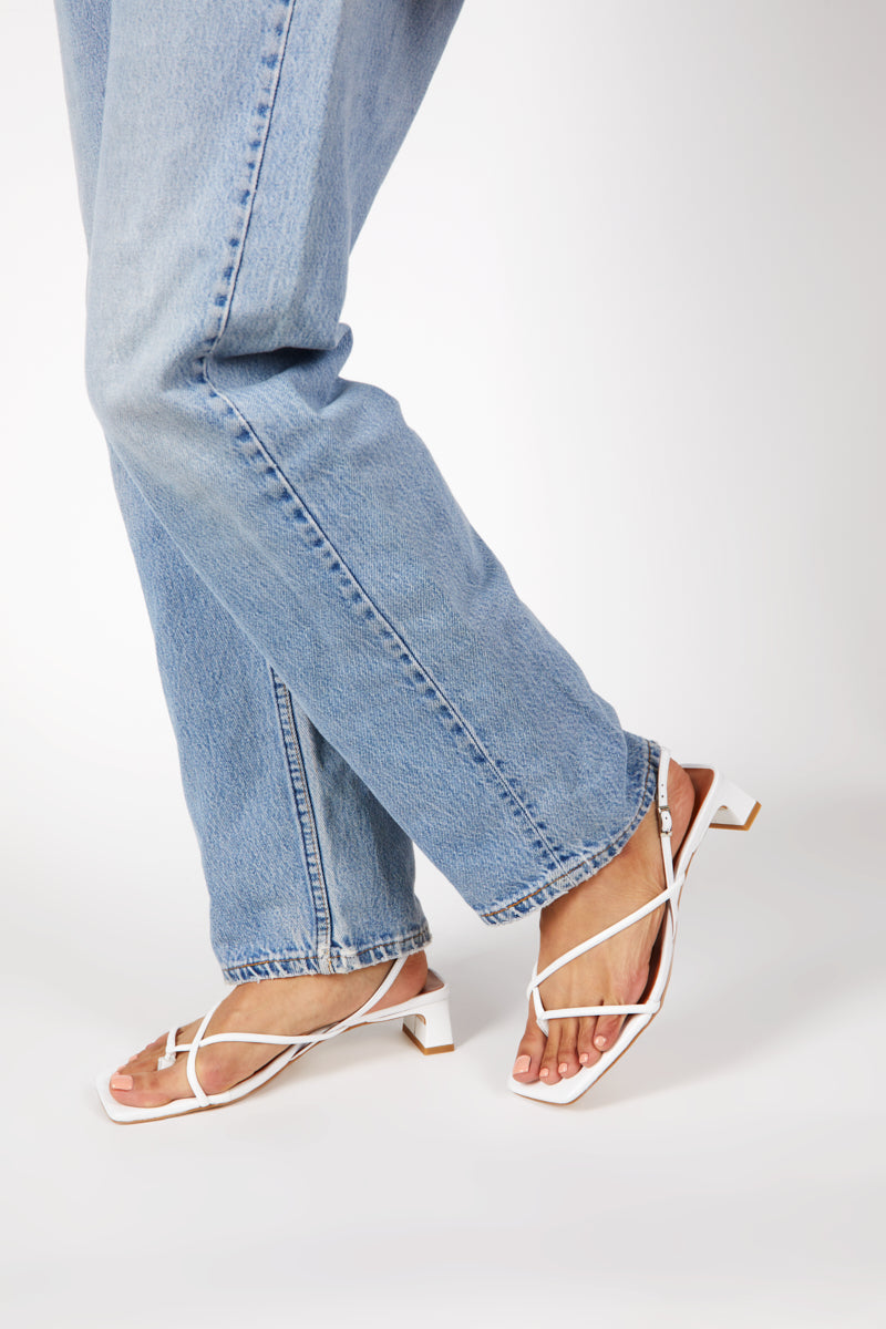 "INTENTIONALLY __________." Fifi Heeled Sandal - Black/Camel/Ice/Neon Citrus