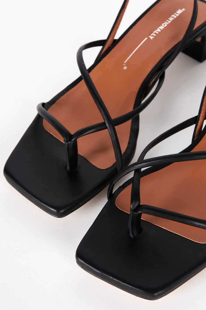 "INTENTIONALLY __________." Fifi Heeled Sandal - Black/Camel/Ice/Neon Citrus