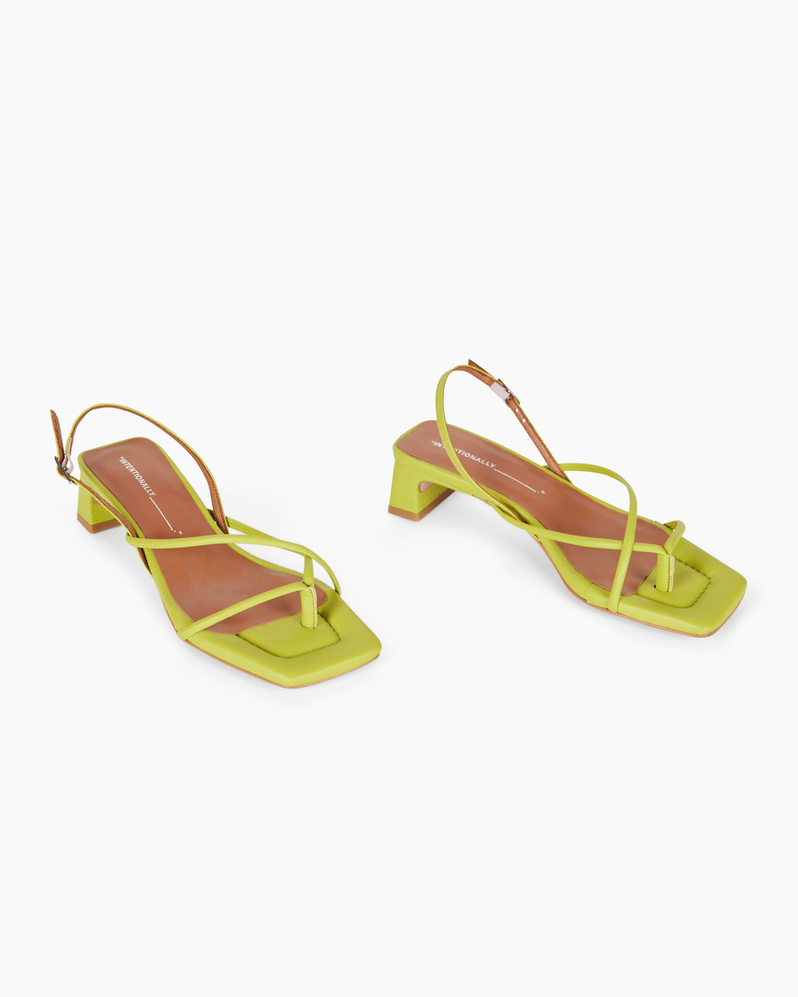 "INTENTIONALLY __________." Fifi Heeled Sandal - Black/Camel/Ice/Neon Citrus