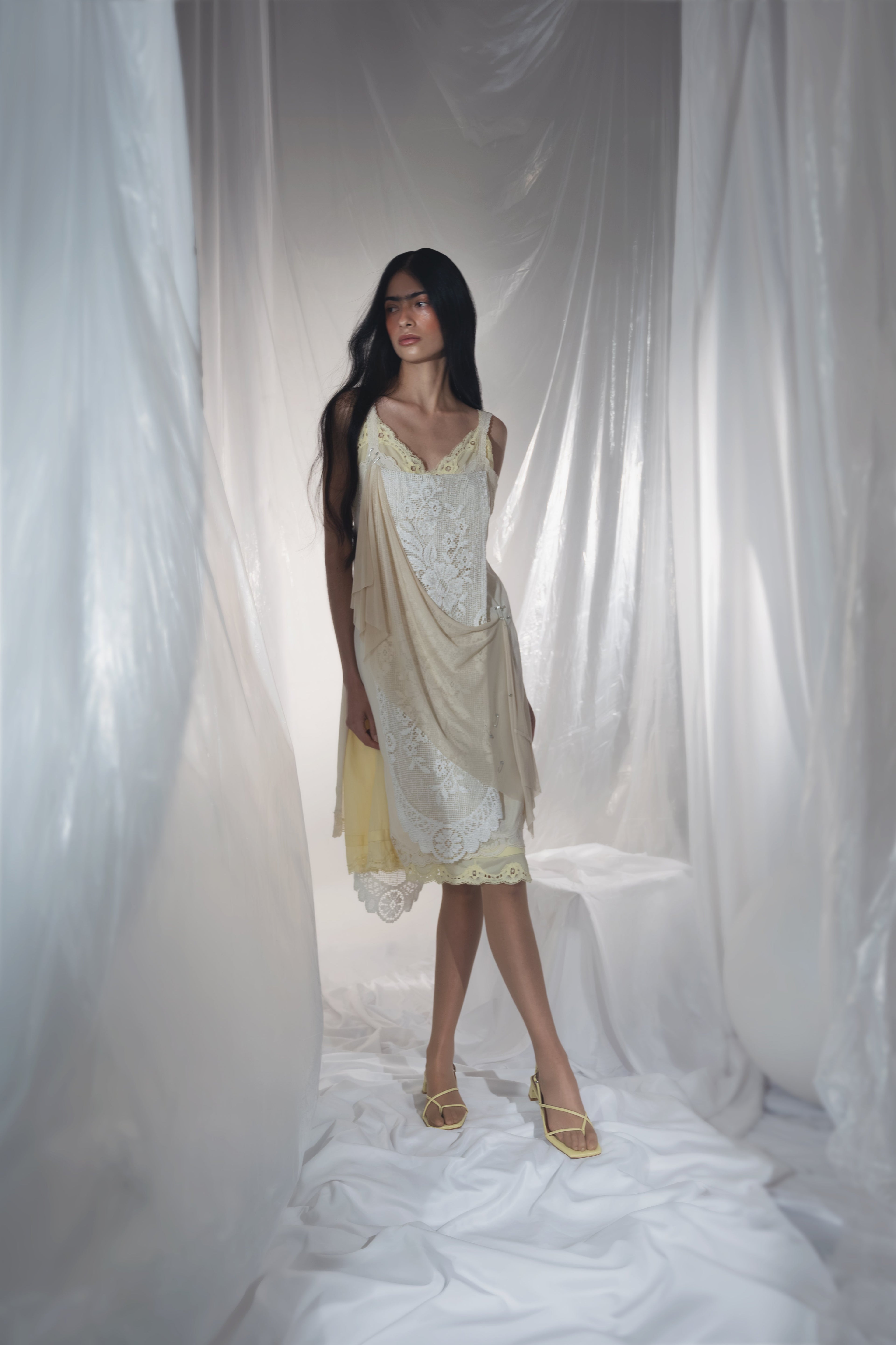 "INTENTIONALLY __________." Fifi Heeled Sandal - Black/Camel/Ice/Neon Citrus