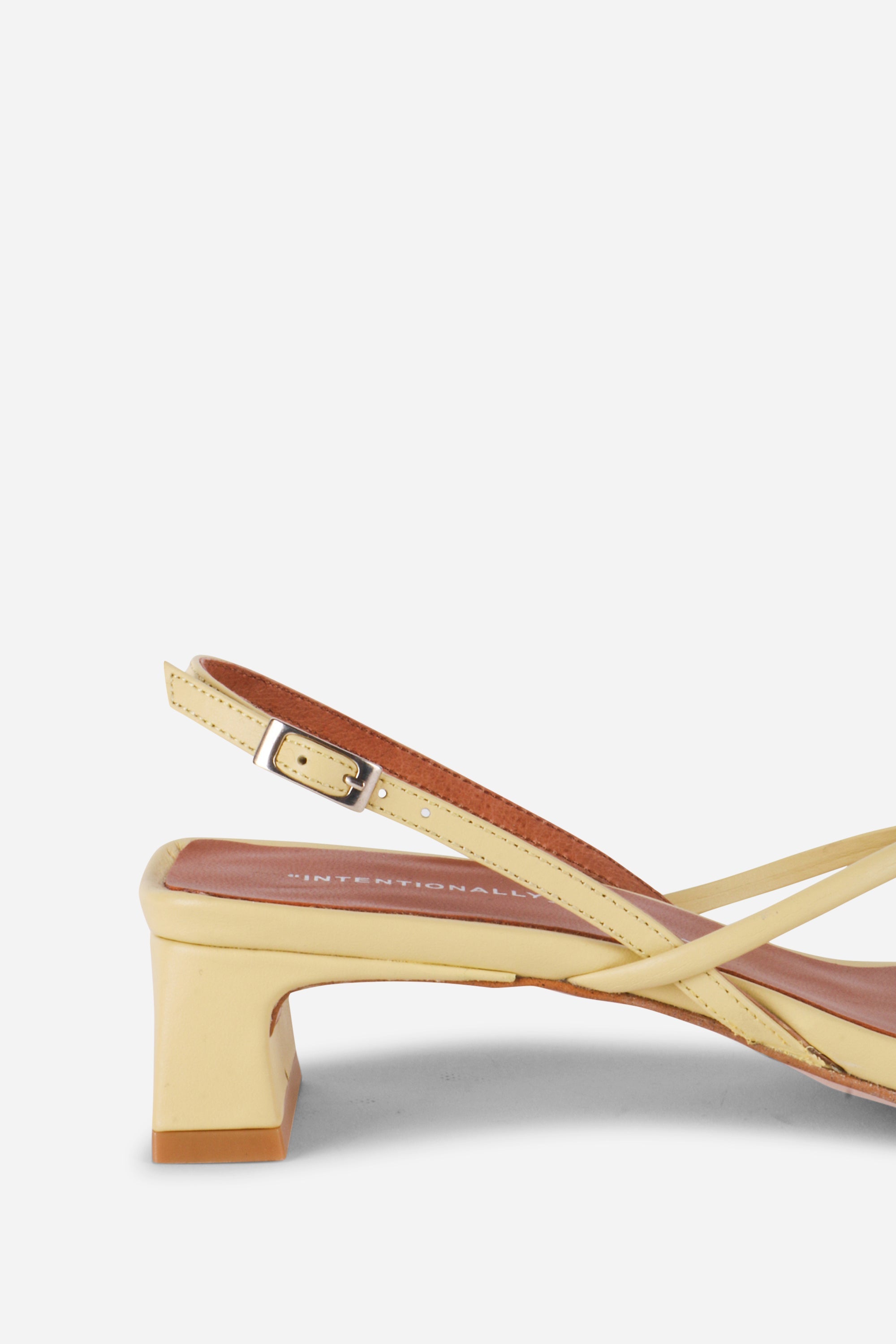 "INTENTIONALLY __________." Fifi Heeled Sandal - Black/Camel/Ice/Neon Citrus