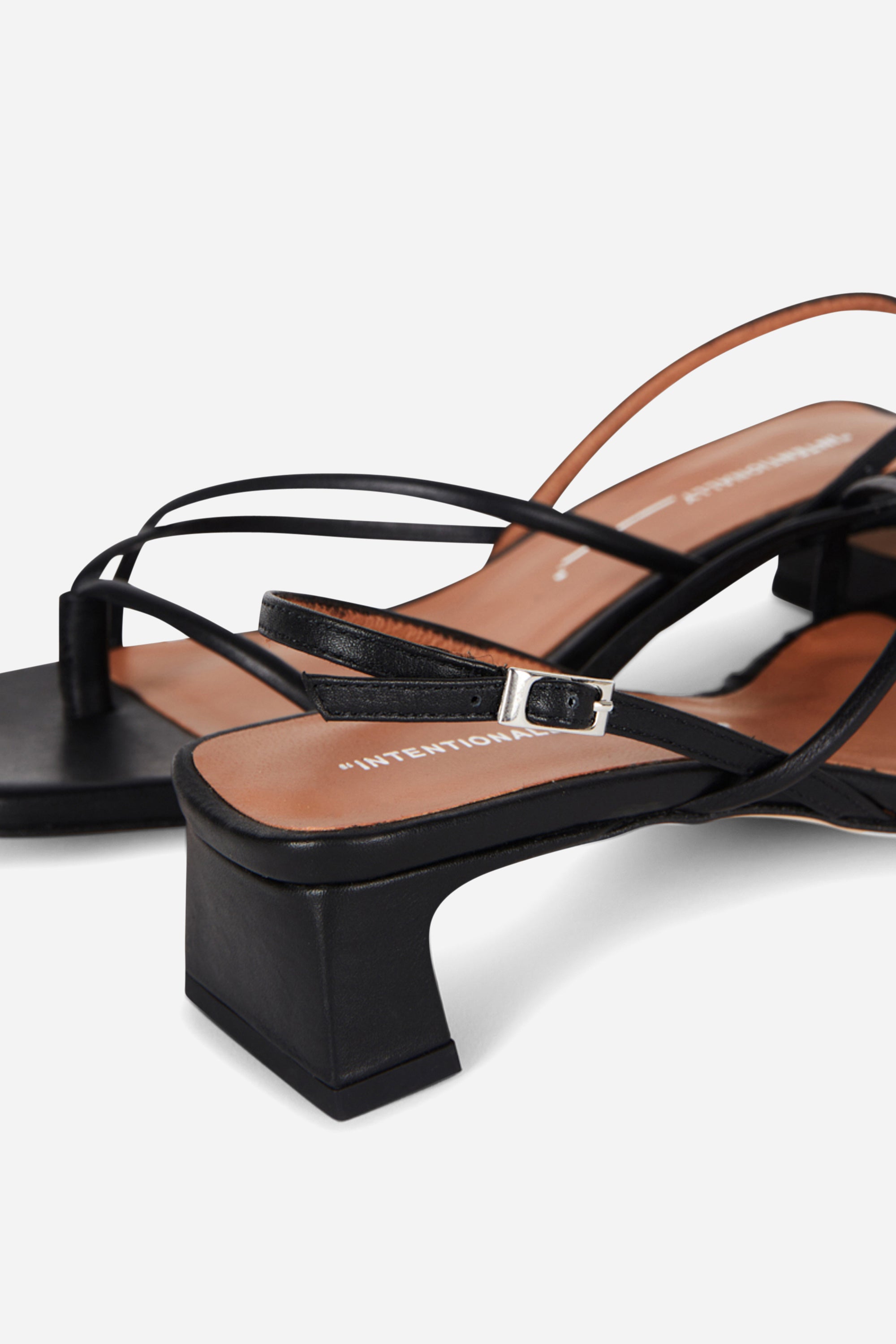 "INTENTIONALLY __________." Fifi Heeled Sandal - Black/Camel/Ice/Neon Citrus