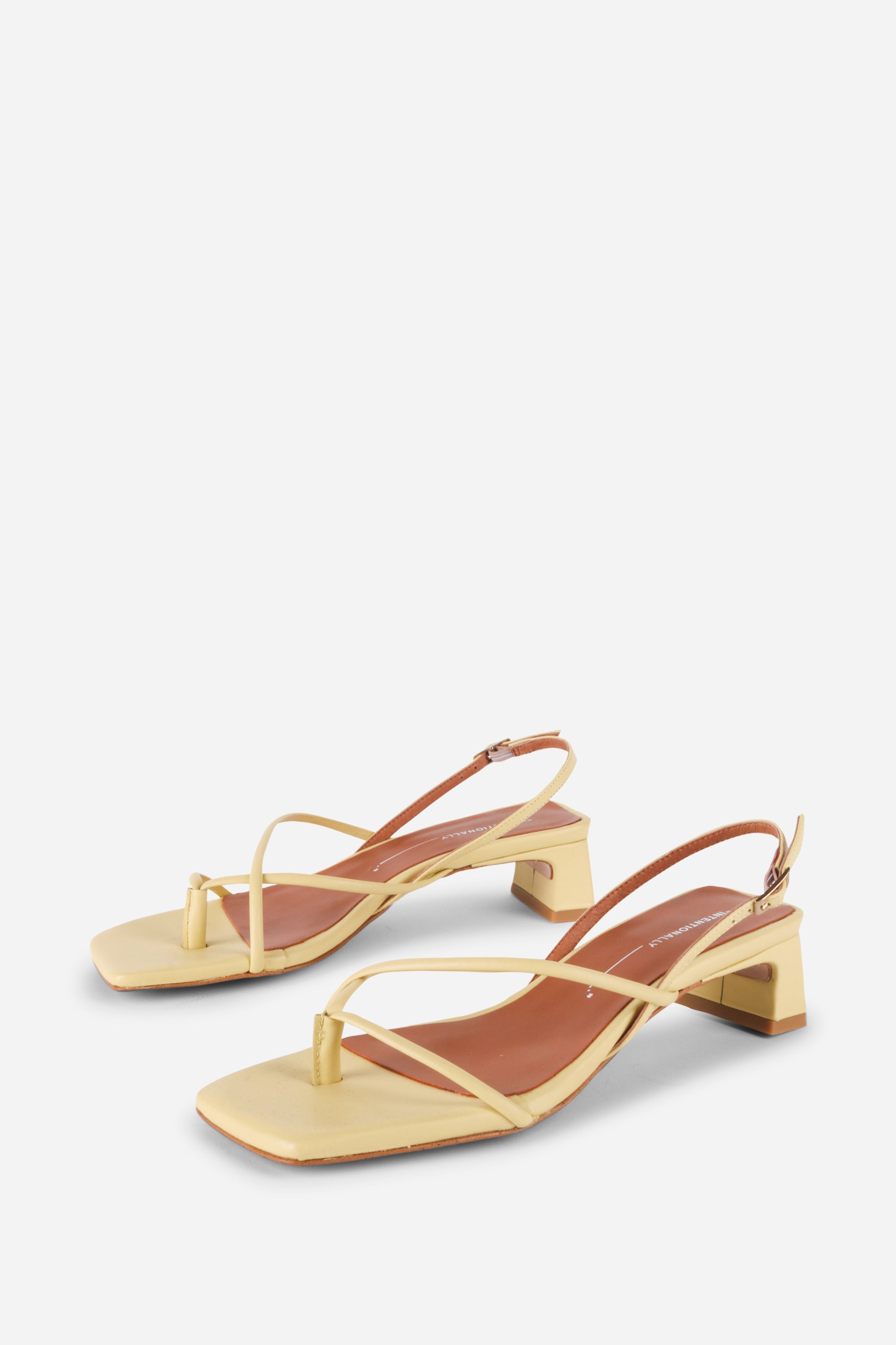 "INTENTIONALLY __________." Fifi Heeled Sandal - Black/Camel/Ice/Neon Citrus
