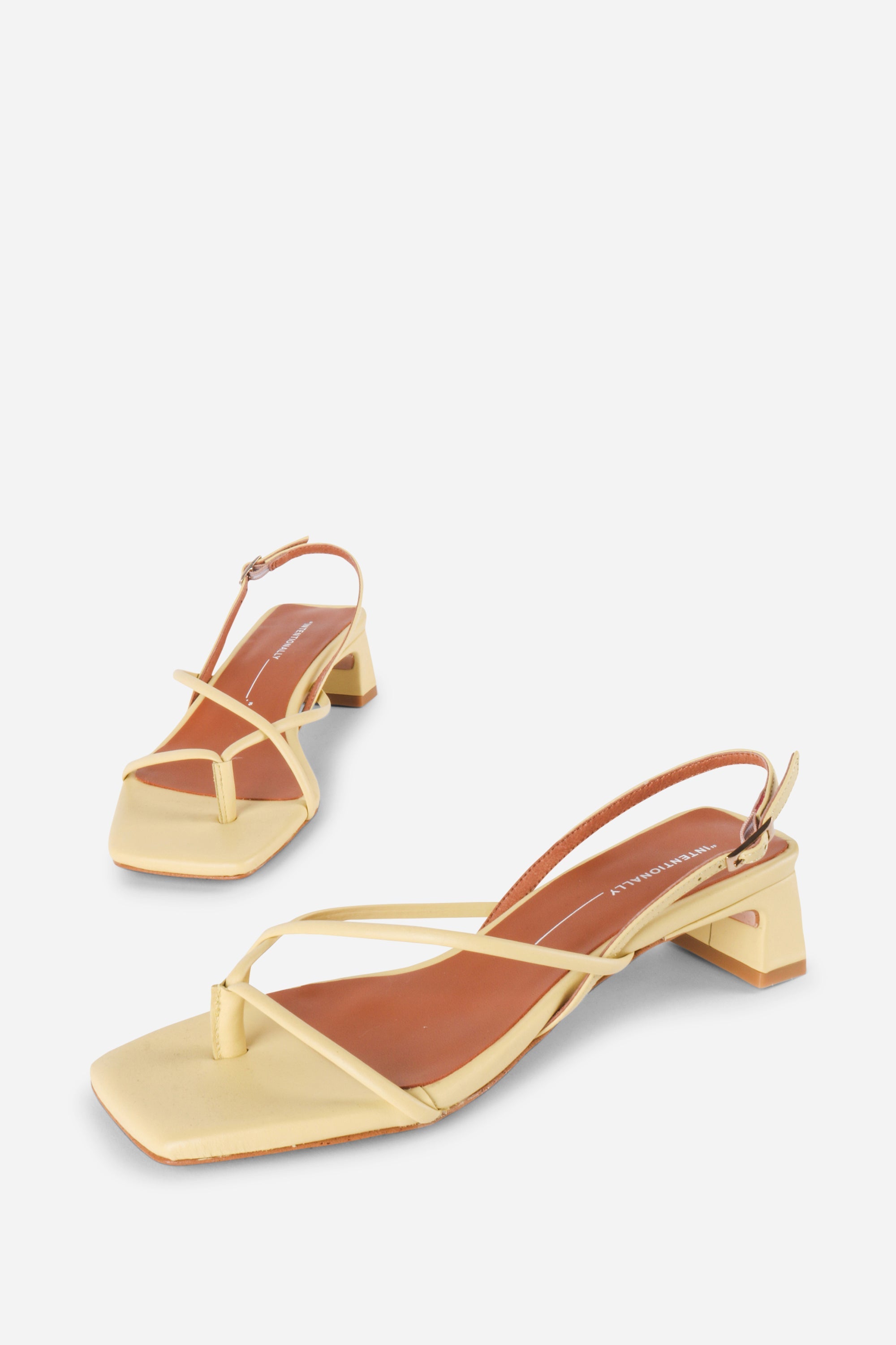 "INTENTIONALLY __________." Fifi Heeled Sandal - Black/Camel/Ice/Neon Citrus