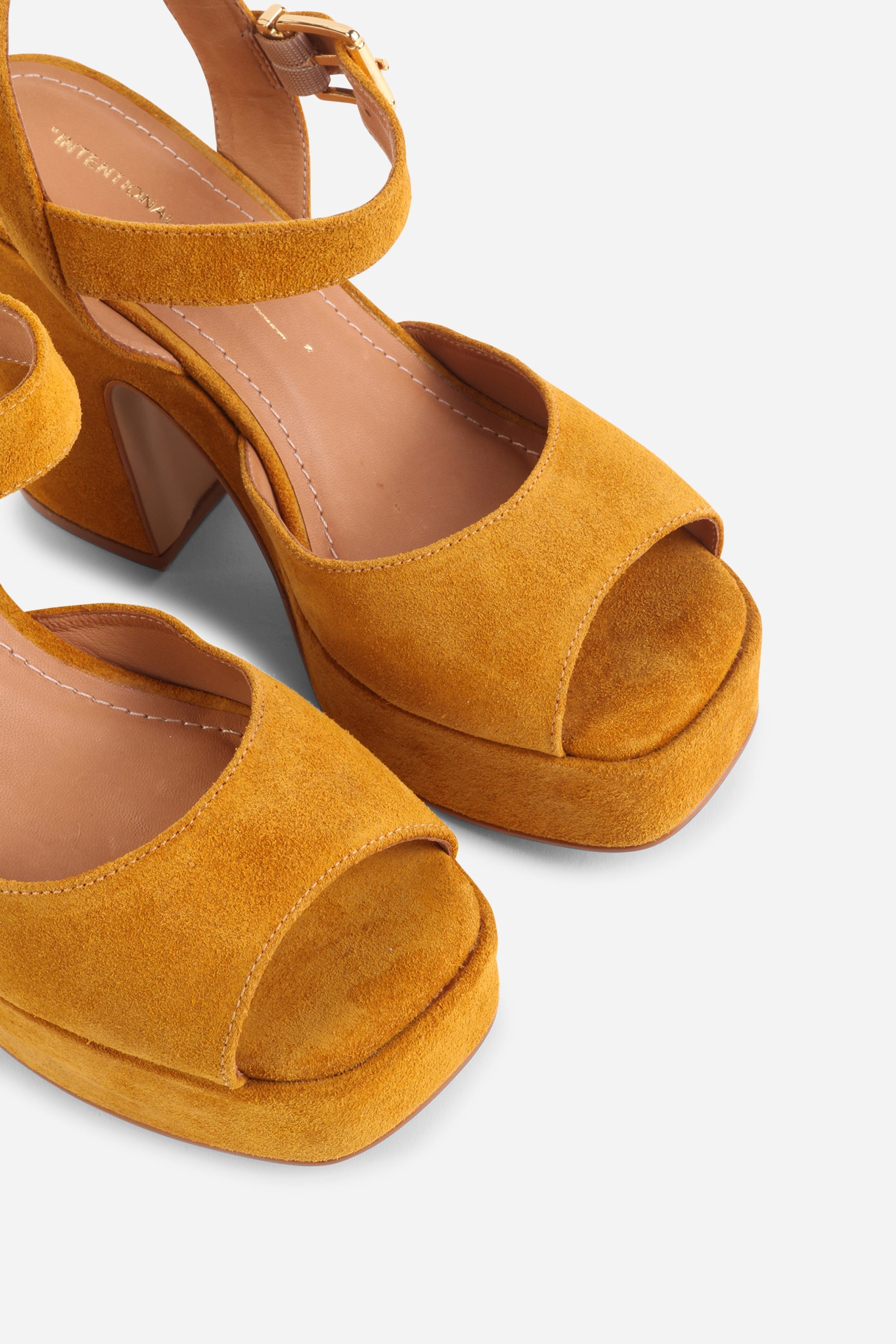 "INTENTIONALLY __________." Harmony Suede Platform Sandal
