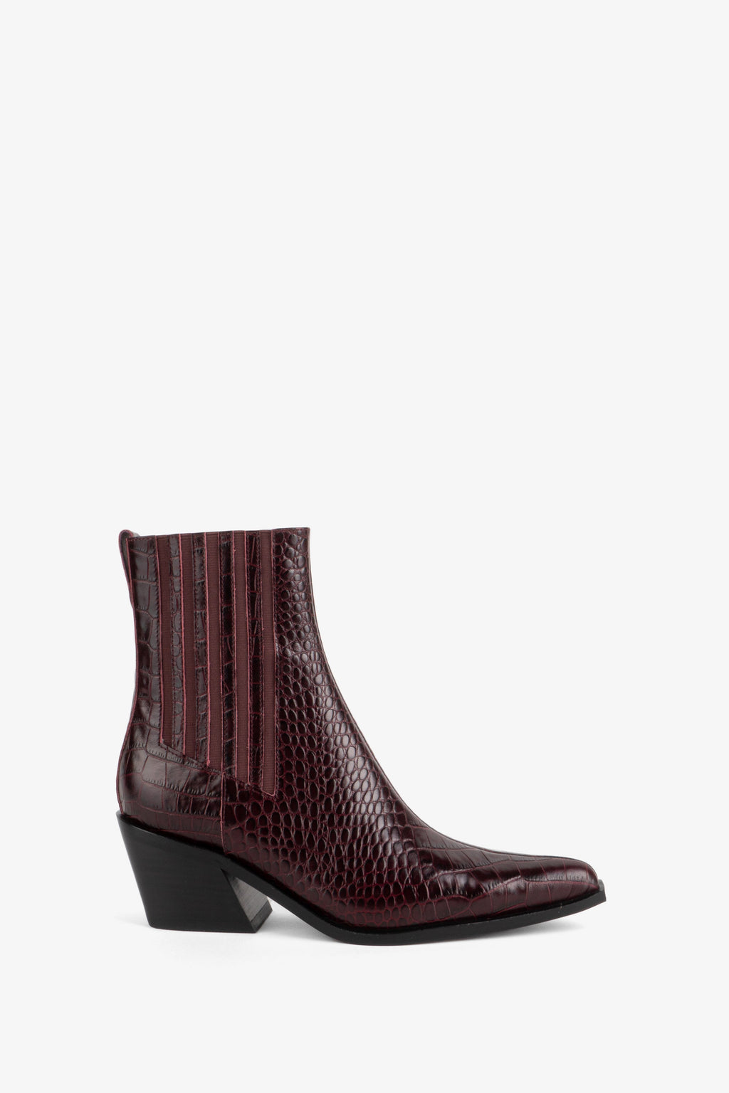 "INTENTIONALLY __________." Hillary Croc Heeled Boot - Apple/Ojai