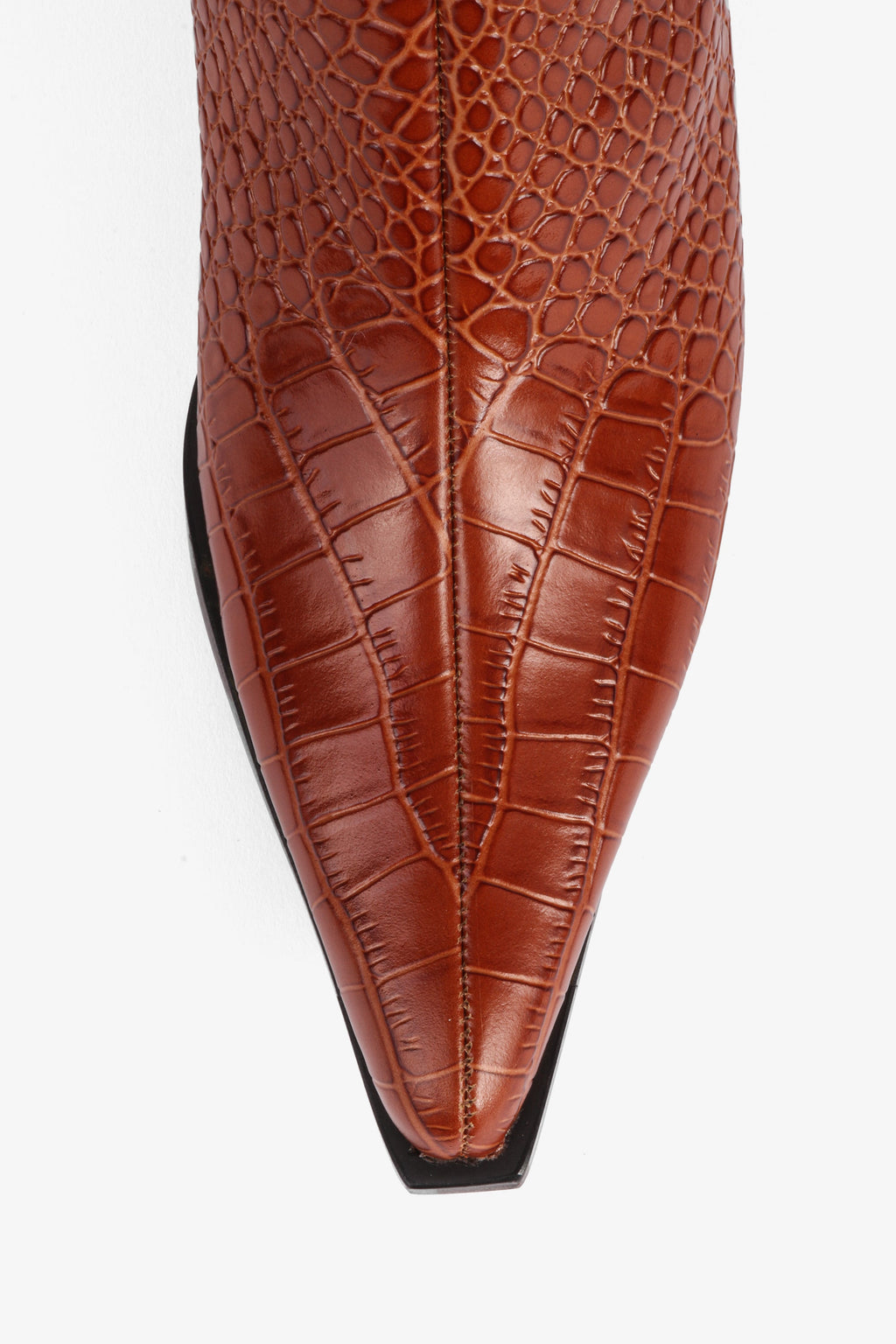"INTENTIONALLY __________." Hillary Croc Heeled Boot - Apple/Ojai
