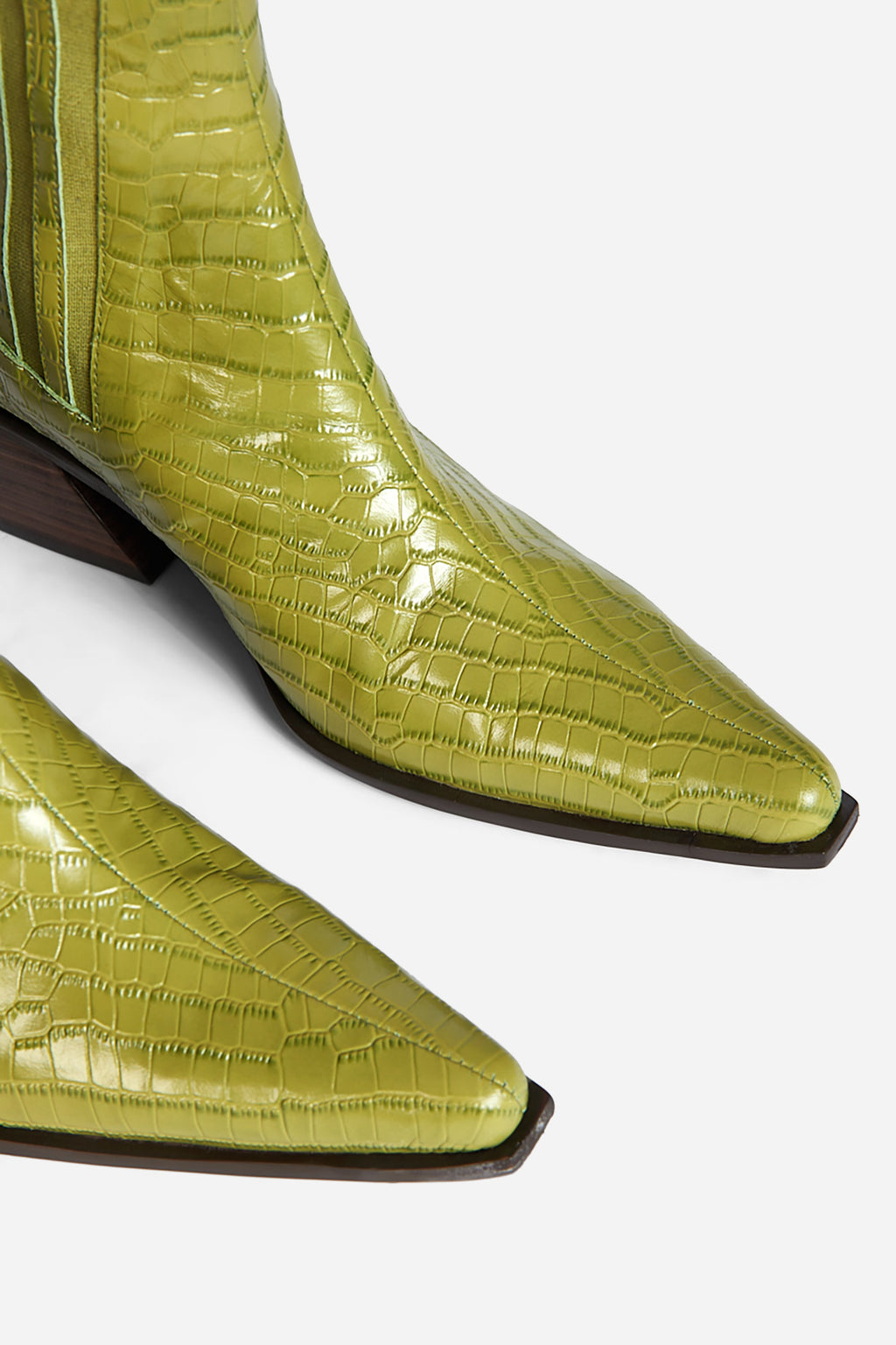 "INTENTIONALLY __________." Hillary Croc Heeled Boot - Apple/Ojai
