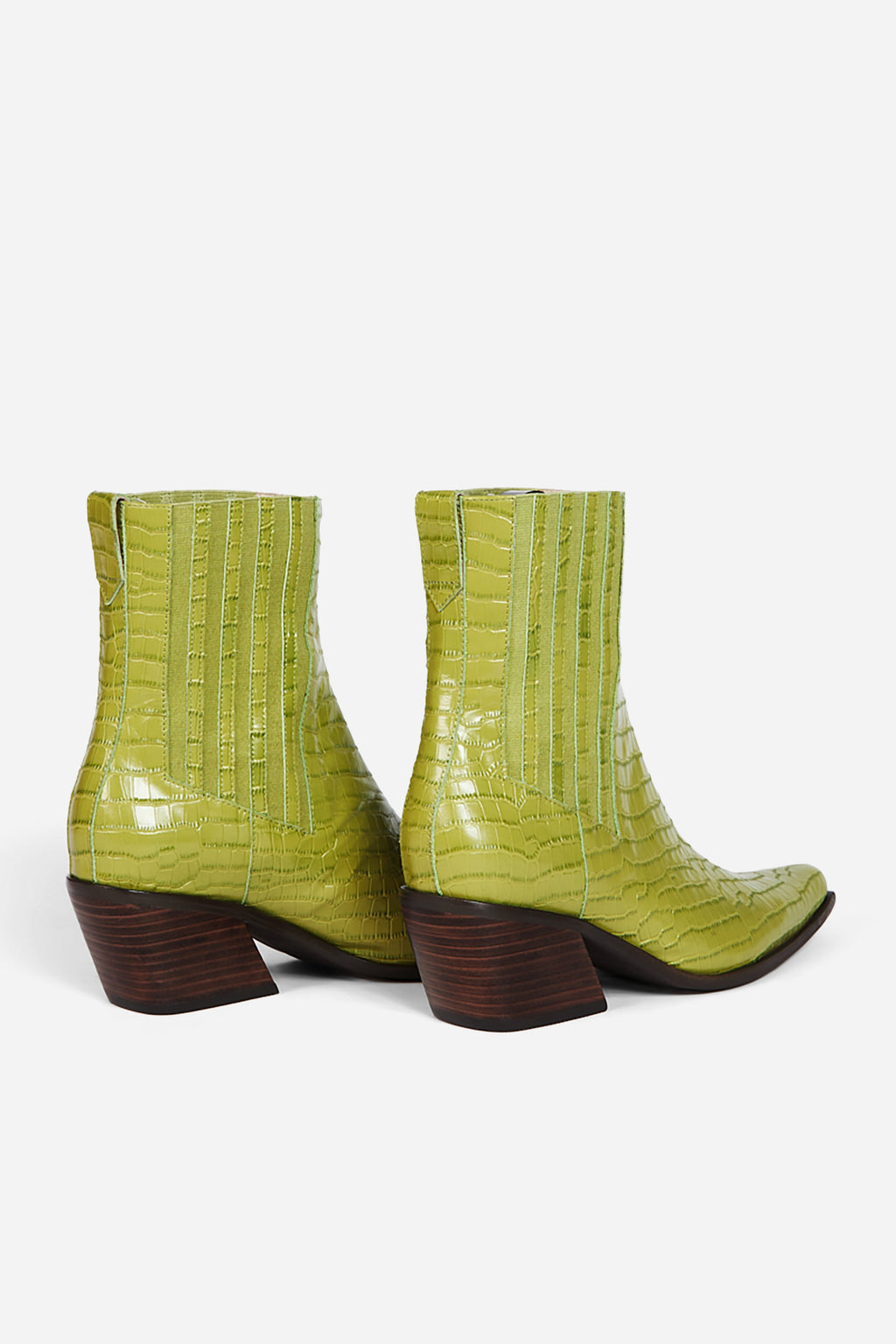 "INTENTIONALLY __________." Hillary Croc Heeled Boot - Apple/Ojai