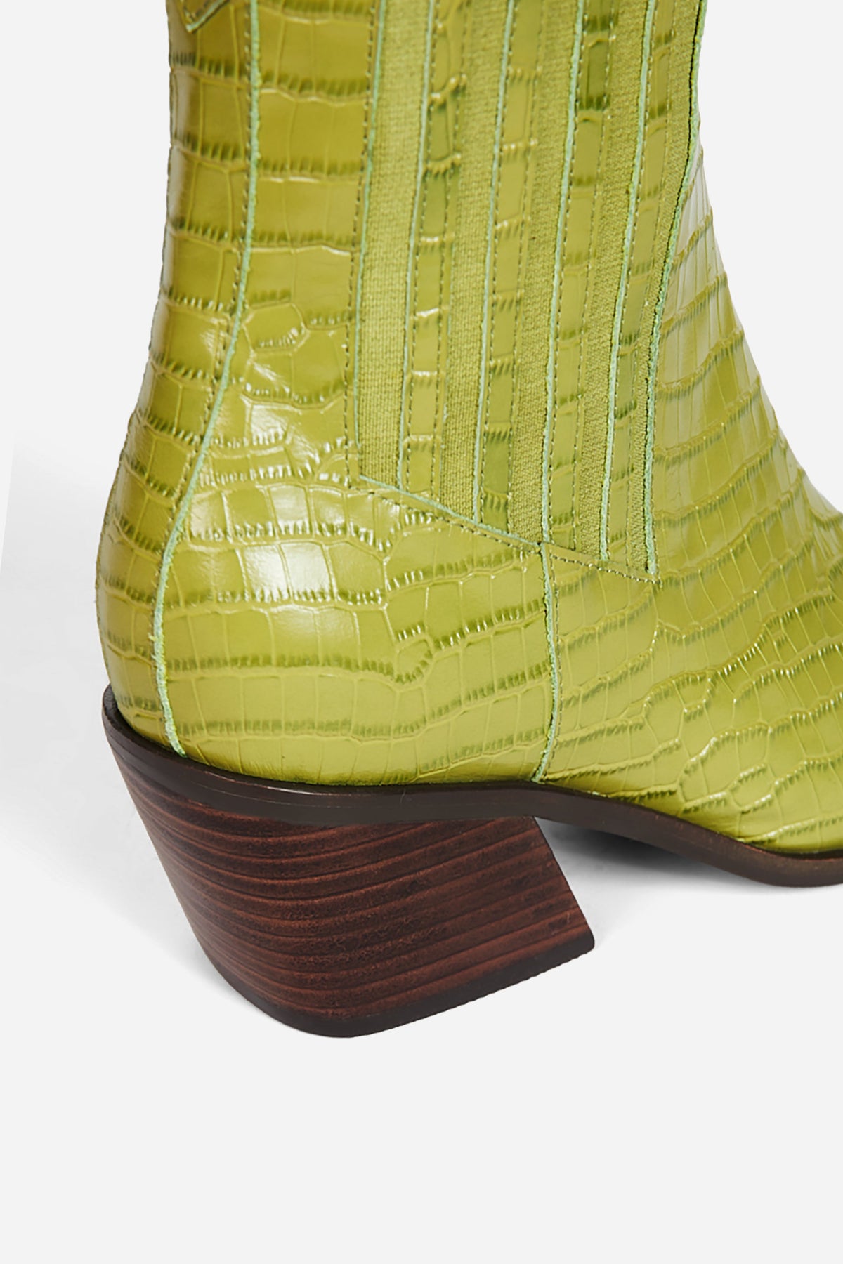 "INTENTIONALLY __________." Hillary Croc Heeled Boot - Apple/Ojai