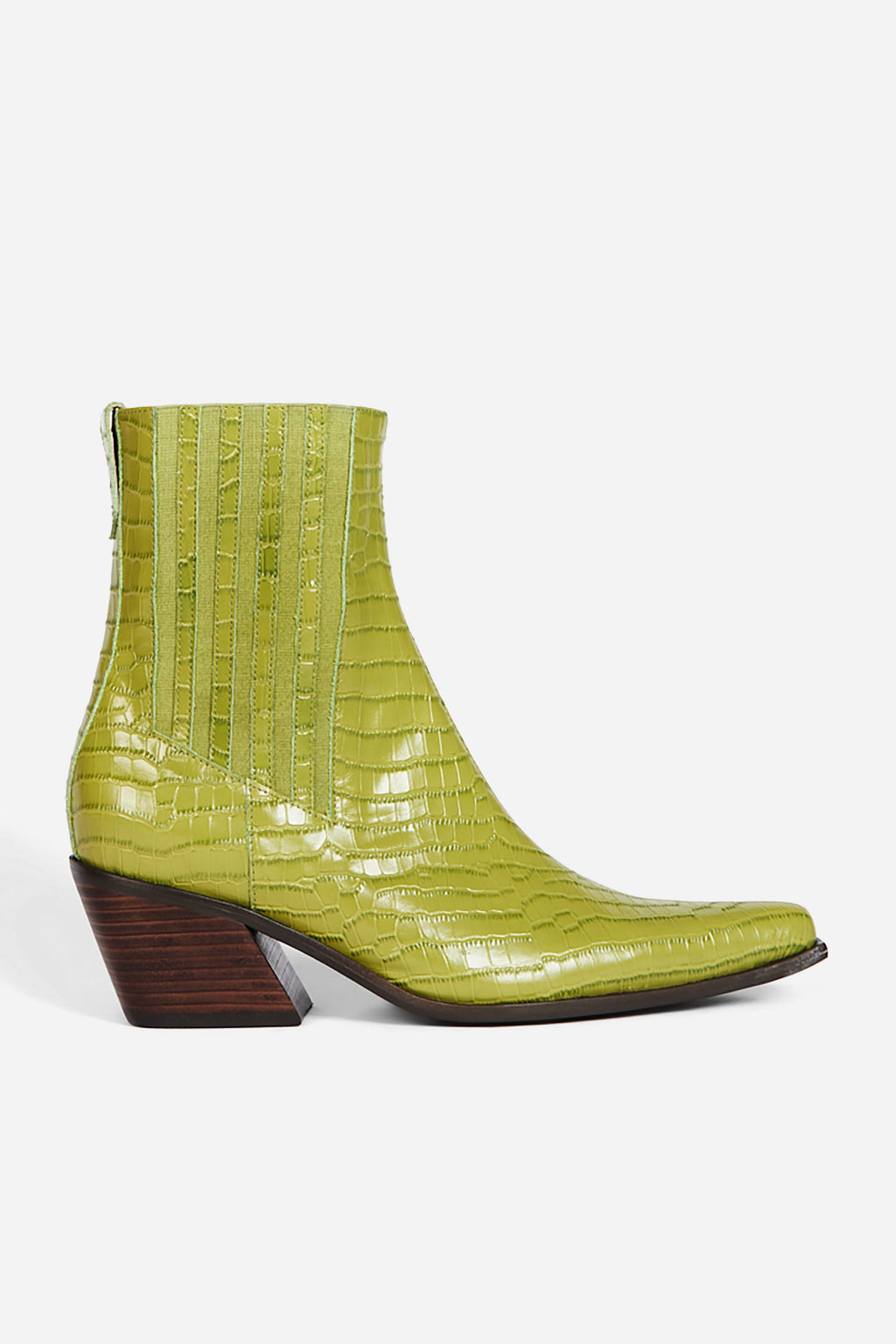 "INTENTIONALLY __________." Hillary Croc Heeled Boot - Apple/Ojai