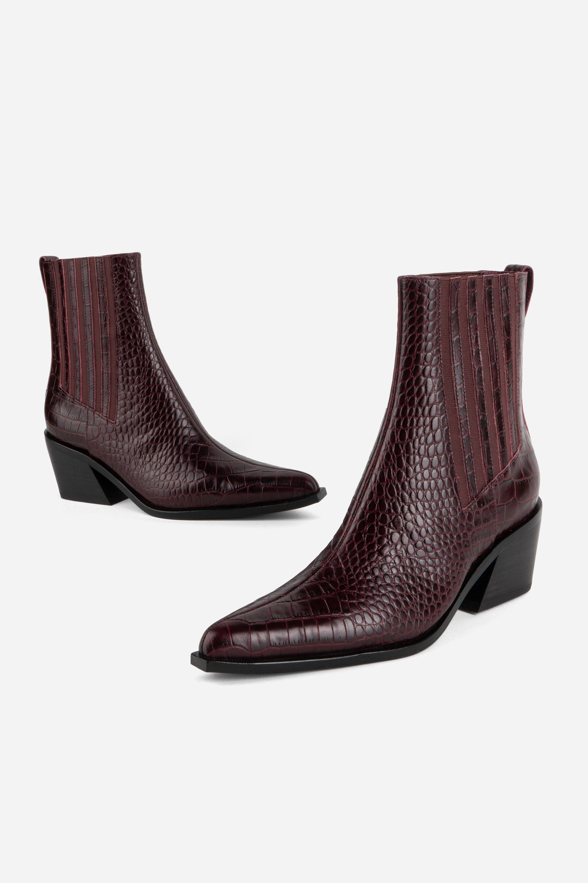 "INTENTIONALLY __________." Hillary Croc Heeled Boot - Apple/Ojai