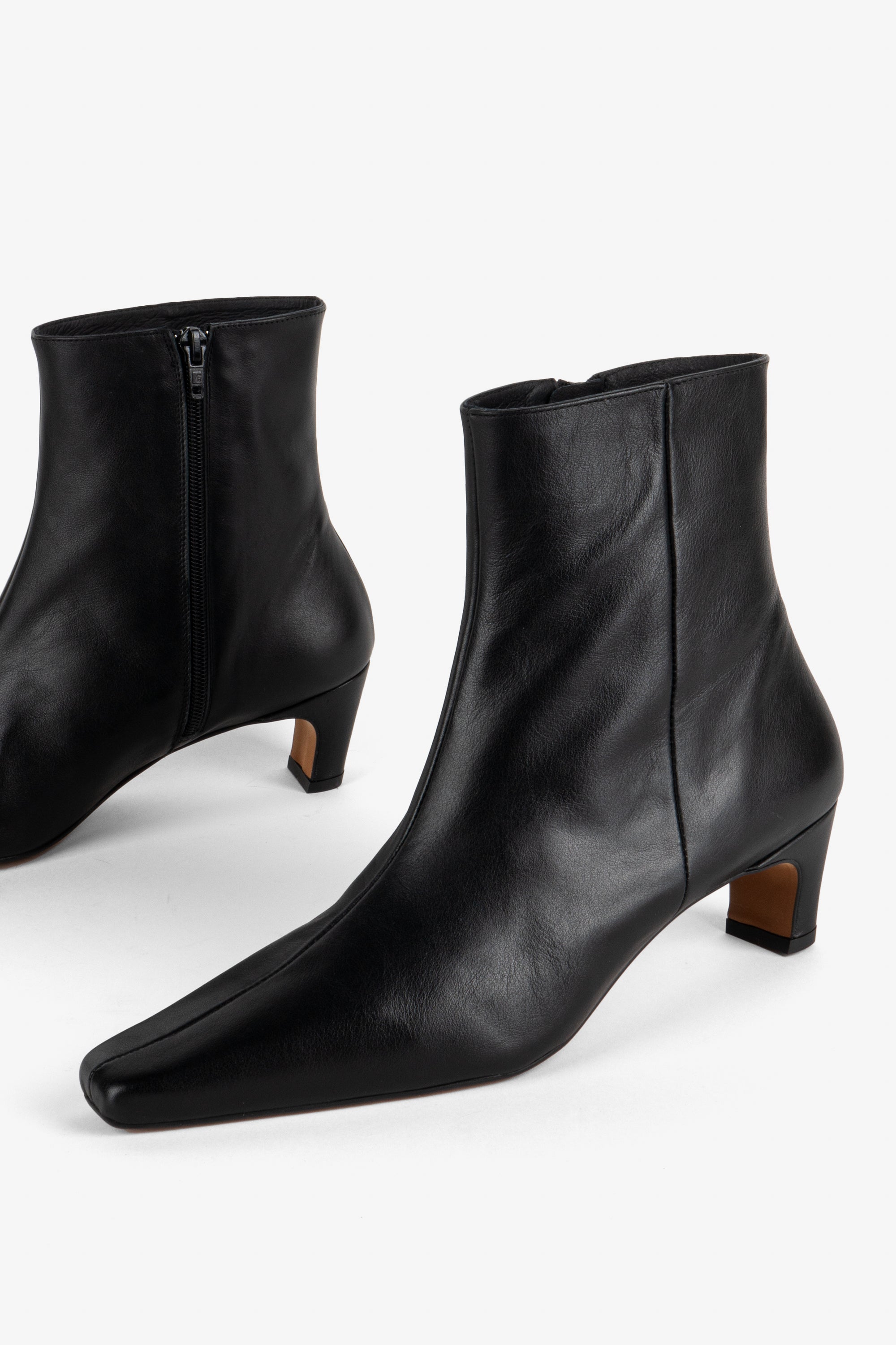 "INTENTIONALLY __________." LEXI KITTEN HEEL ANKLE BOOT - OATMILK/BLACK